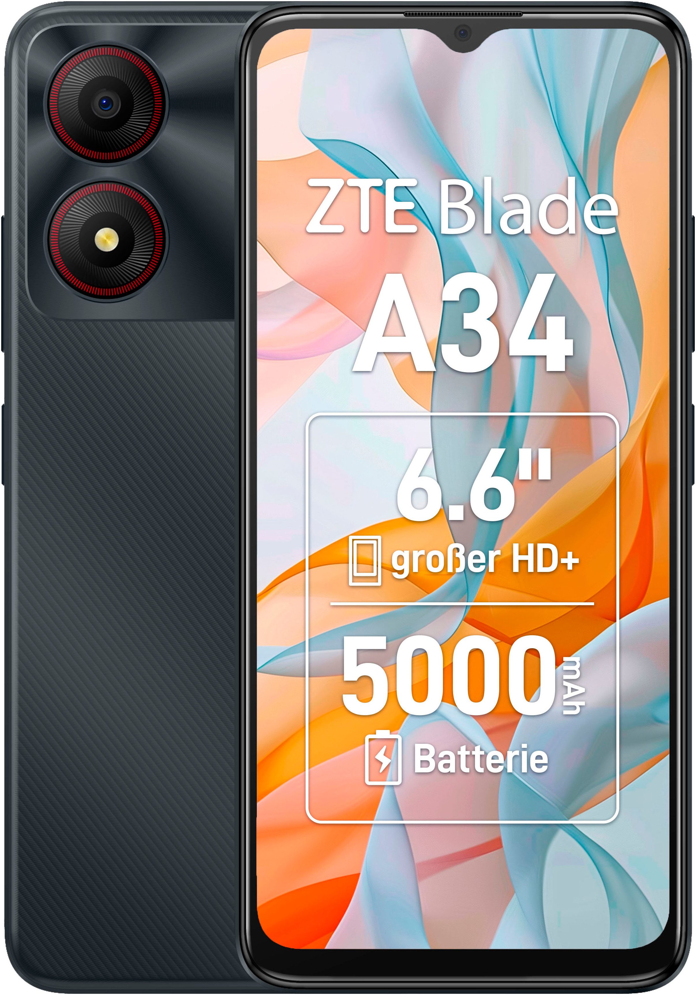 ZTE Blade A34 Smartphone (16,76 cm/6,6 Zoll, 64 GB Speicherplatz, 8 MP Kamera)