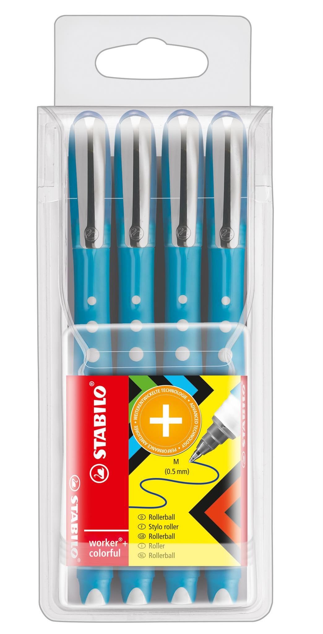 STABILO Tintenroller STABILO worker+ colorful 4er Etui blau