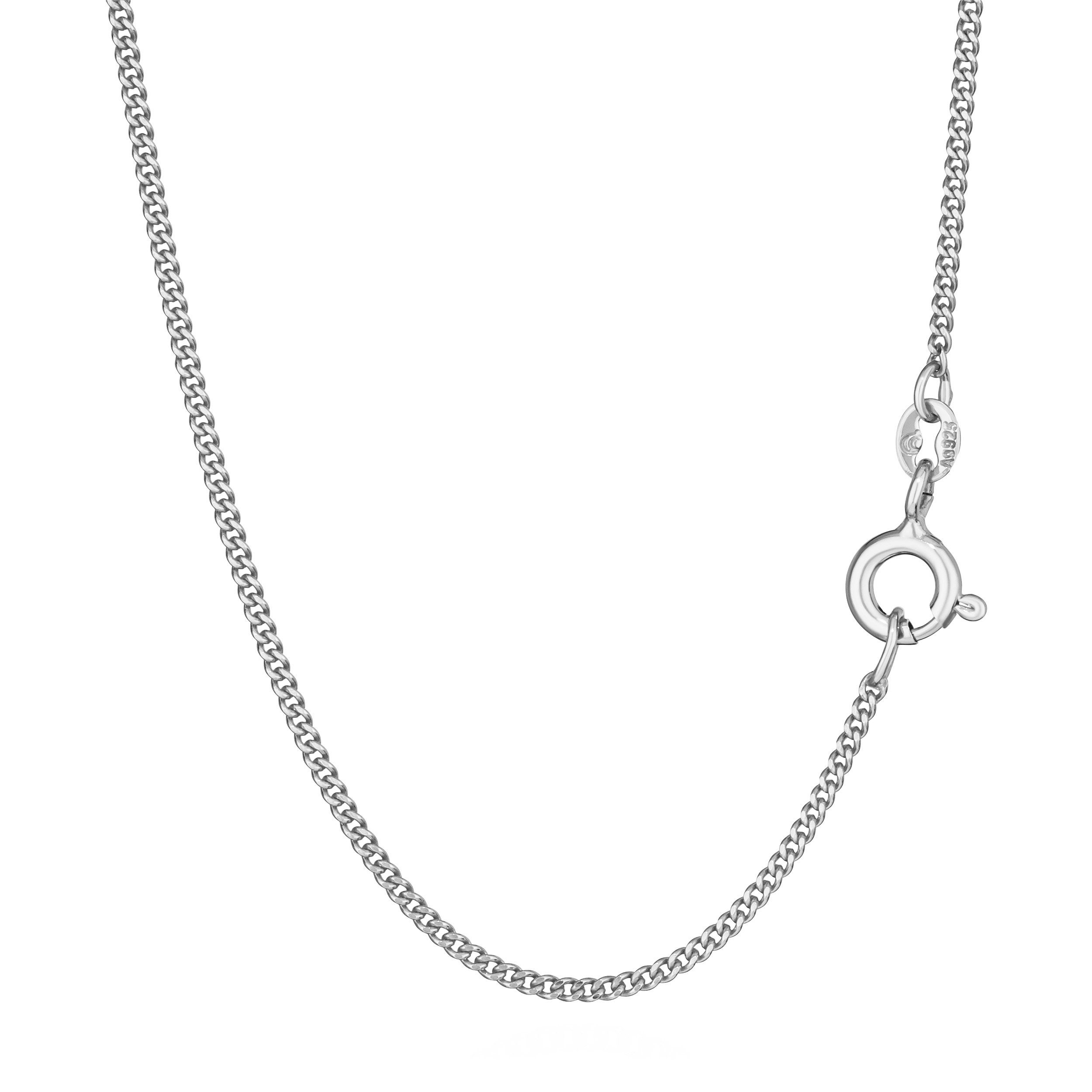 Silberkette Halskette 42cm Panzerkette diamantiert 925 Silber 1,2mm dünne Damen Si