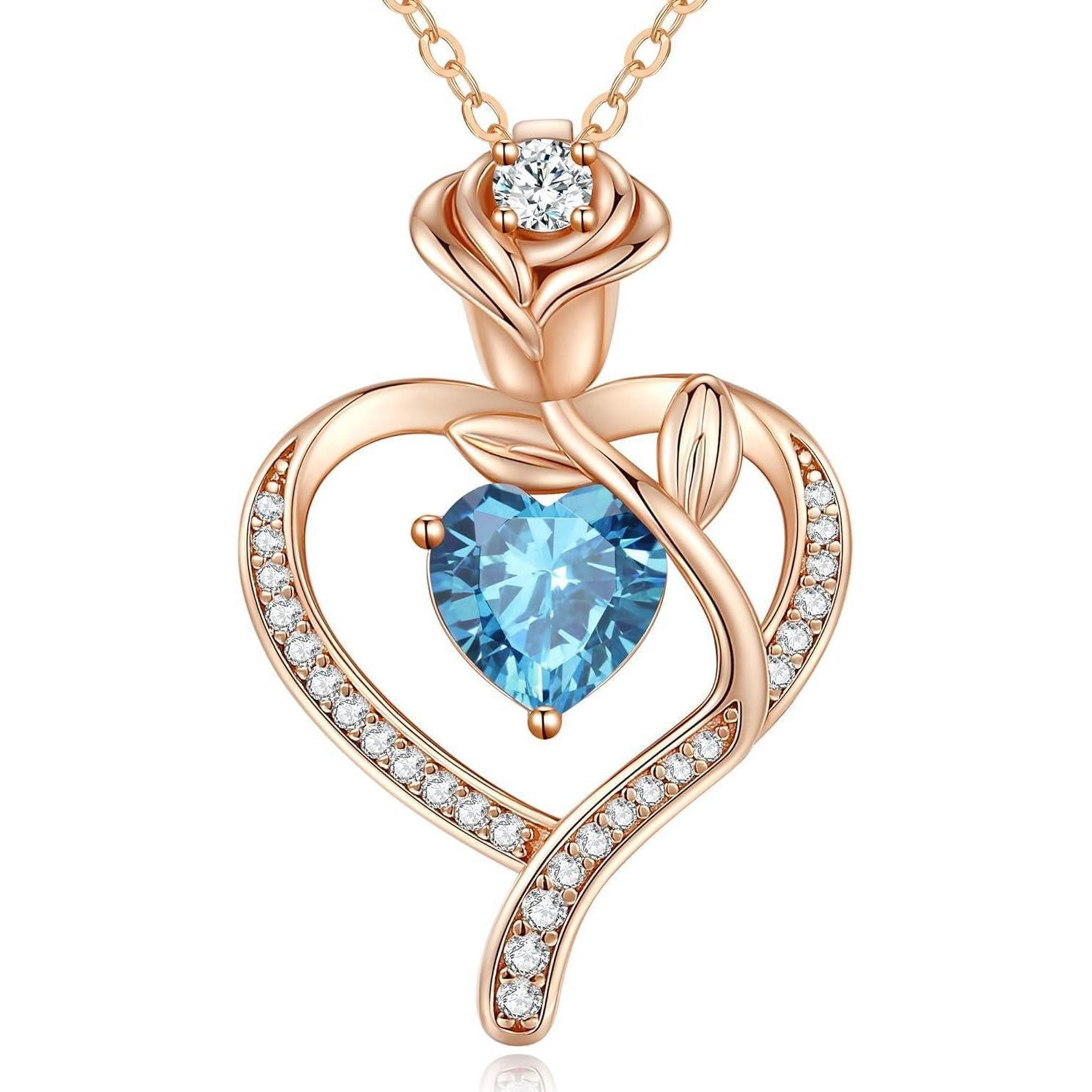 Kette mit Anhänger Halskette Damen Rosegold Herz Anhänger Silber925 Geschenk Rosegold-03