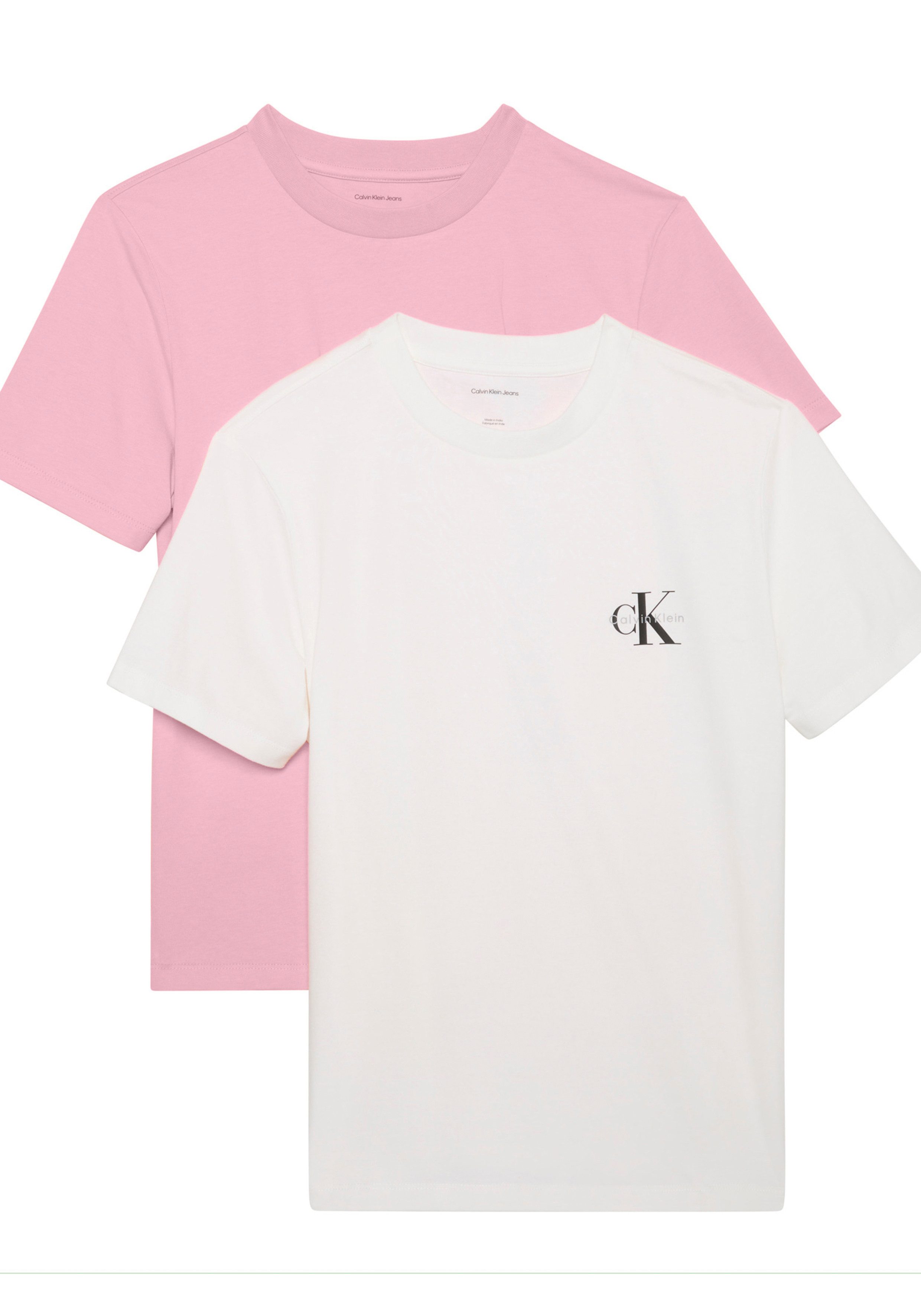Calvin Klein Jeans T-Shirt A- Logo CN 2 Pack Tee (Packung, 2-tlg., 2er-Pack) Mit Rundhalsausschnitt