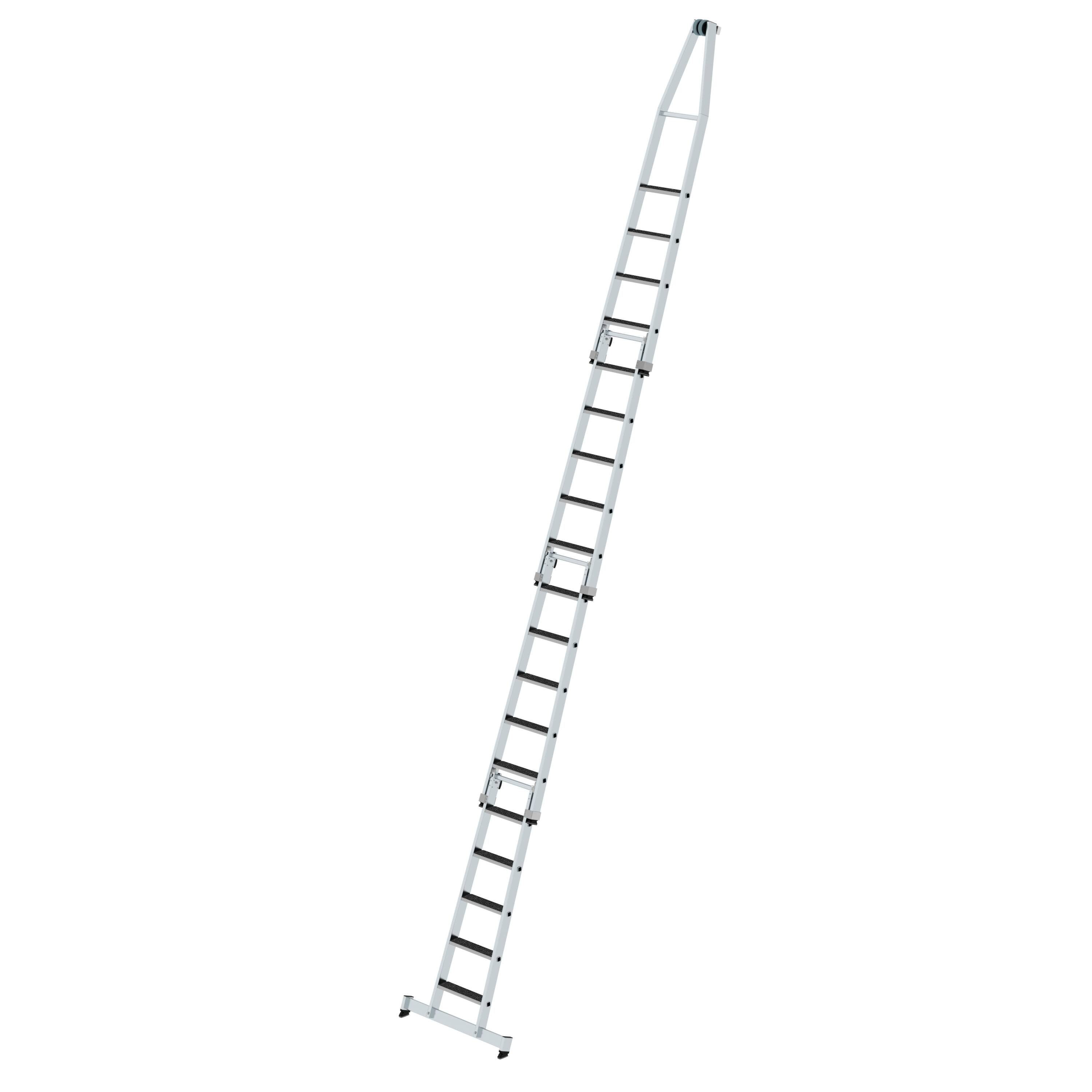 R13 clip-step mit Schiebeleiter Stufen-Glasreinigerleiter-Satz & nivello®-Traverse PROREGAL®