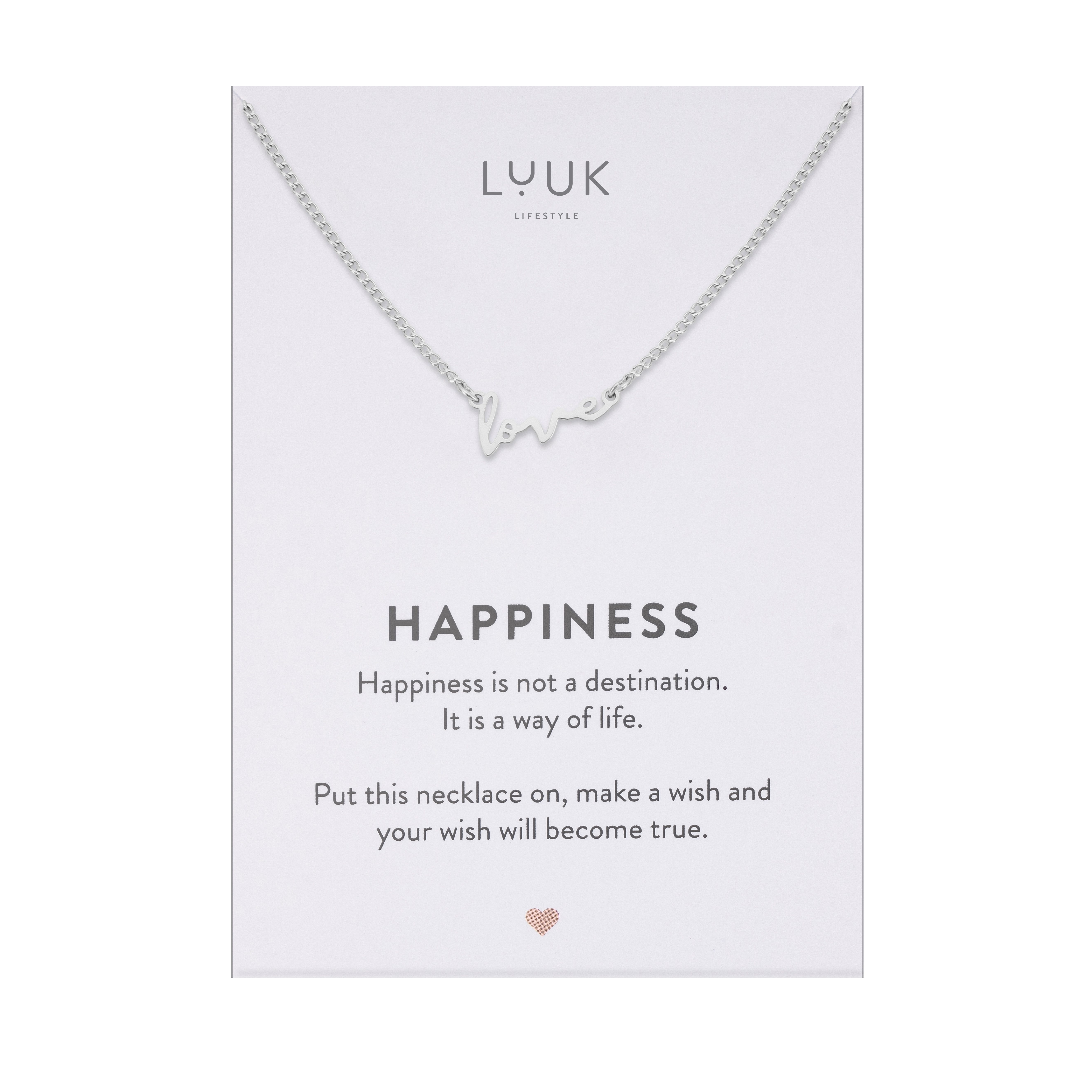 LUUK LIFESTYLE Kette mit Anhänger Love, Halskette mit Schriftzug