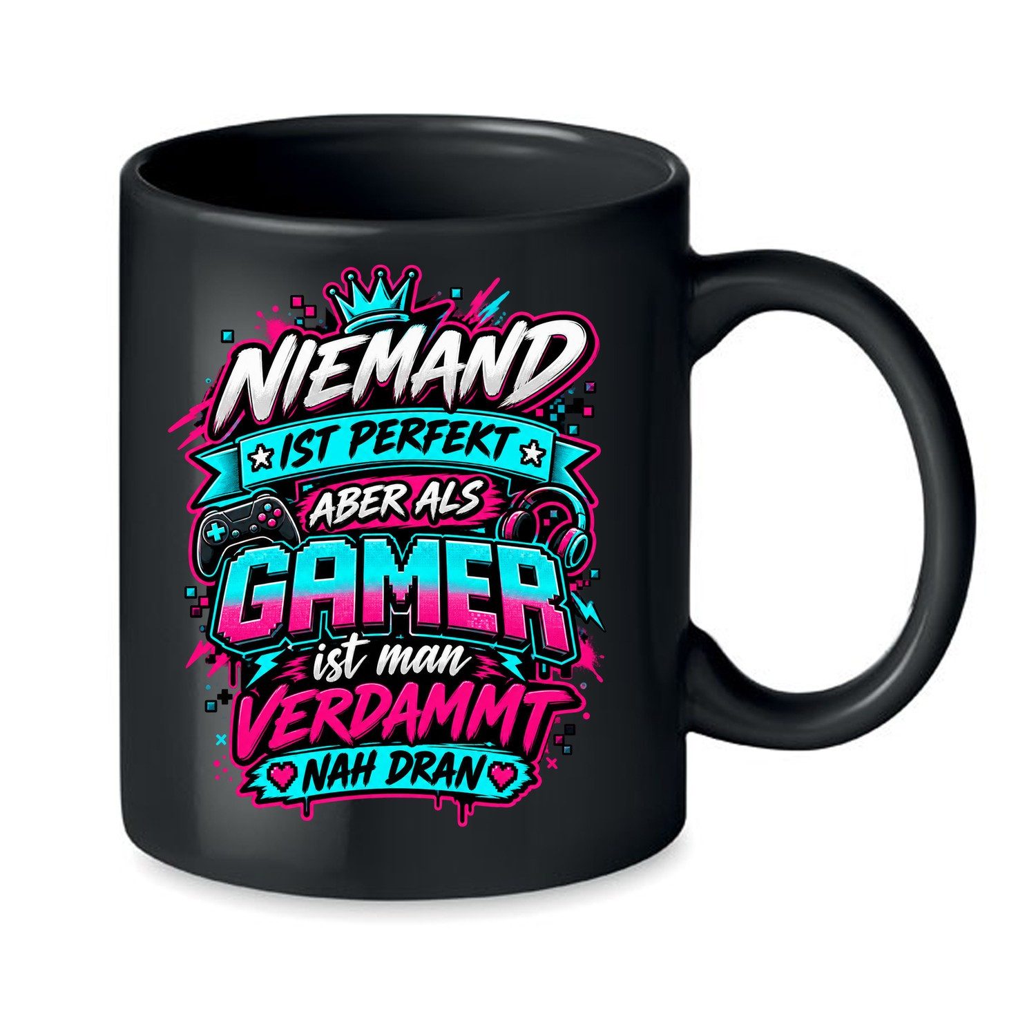 Blondie & Brownie Tasse Gamer Perfekt Tasse Gaming Spruch Print Gamer Geschenk Zocker Becher, 1-tlg., Keramik, GamerPerfektcTasse