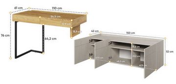 Feldmann-Wohnen Eckschreibtisch Teen Flex (Teen Flex, 1-St., Kinderzimmer-Set), 2-teilig Hickory Natur betonfarben