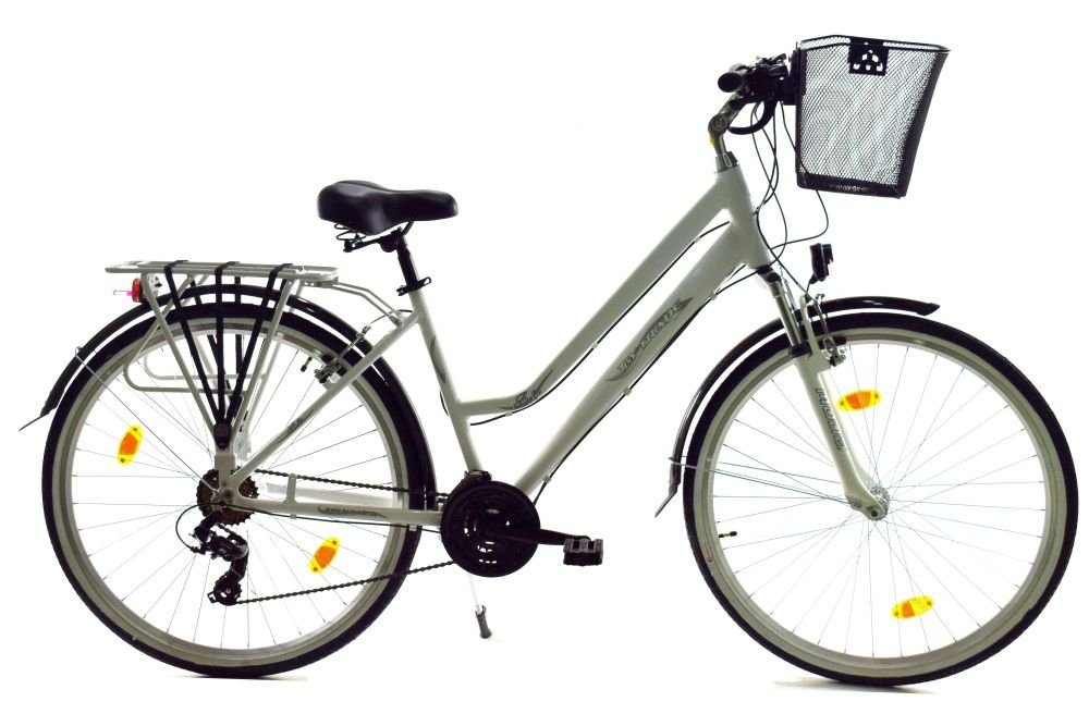 T&Y Trade Cityrad 28 Zoll Alu Damen Herren City Trekking Fahrrad Rad Bike STVO AFA Weiß, 21 Gang Shimano, Kettenschaltung, Alu, Federgabel, 21 Gang, Licht, Korb