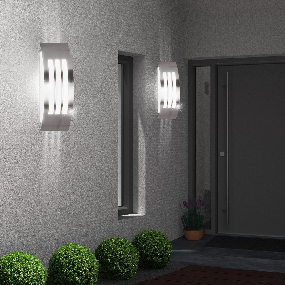 inklusive, Fassadenlampe Leuchtmittel silber etc-shop Außen-Wandleuchte, nicht Außenwandleuchten Gartenleuchte Wandlampe