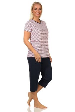 RELAX by Normann Pyjama Damen Capri kurzarm Schlafanzug in maritimer Optik - 112 204 10 716