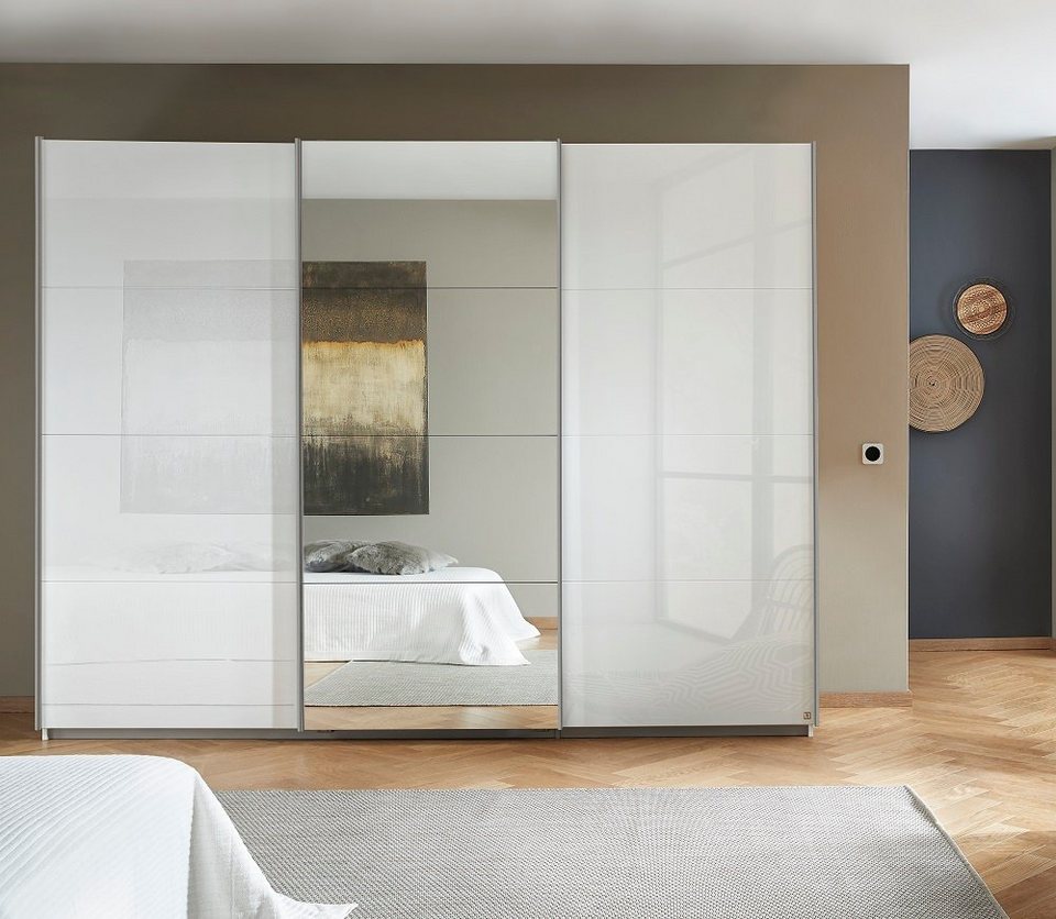 rauch möbel kleiderschrank schwebetürenschrank kulmbach, 3-türig, mit  spiegel & zubehör, weiß