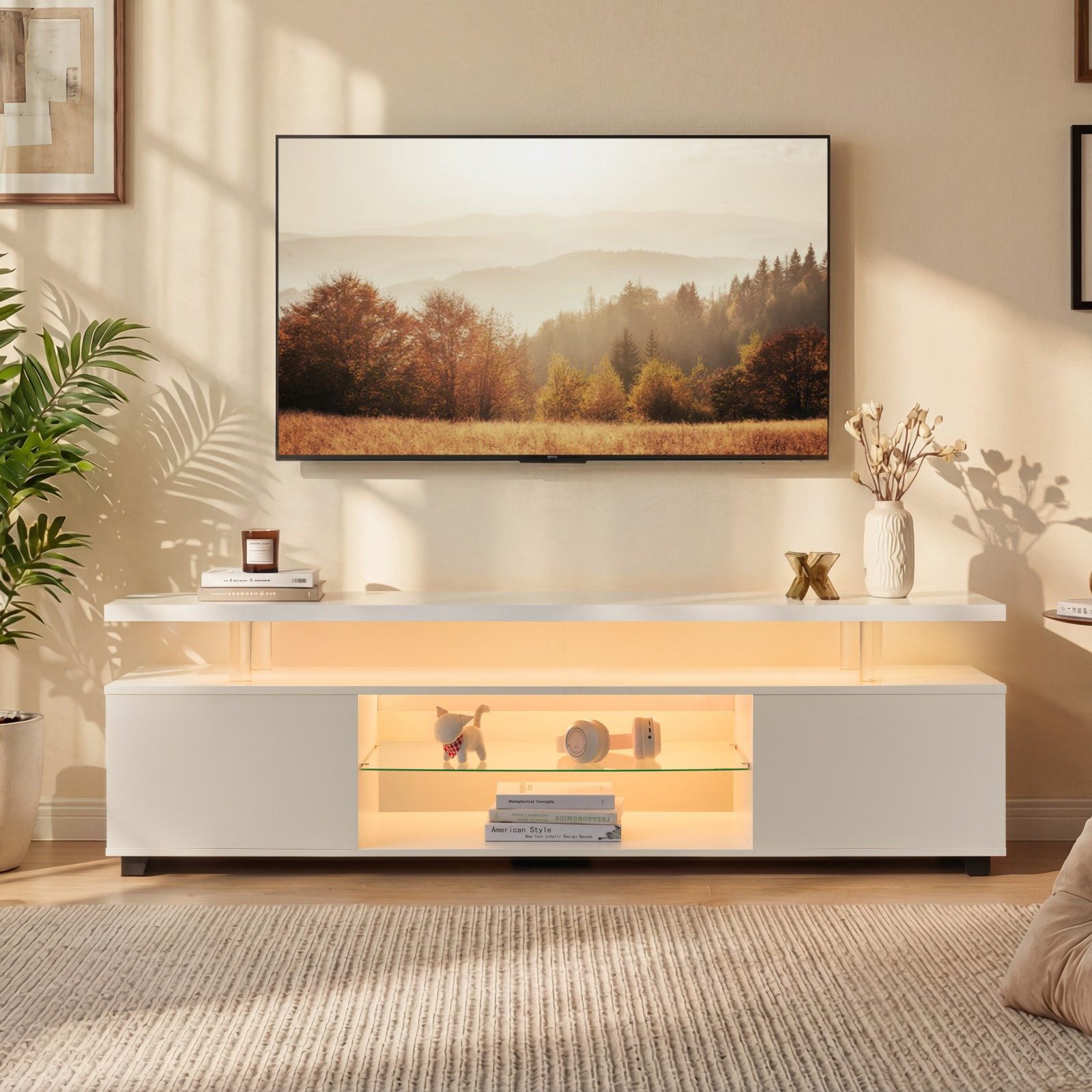 BlingBin TV-Schrank TV-Ständer für 60-Zoll-LED-Fernseher, Lowboard (Fernsehschrank, 1-St., 130 x 48 x 40 cm) Konsolentisch mit großem Seitenschrank für das Wohnzimmer
