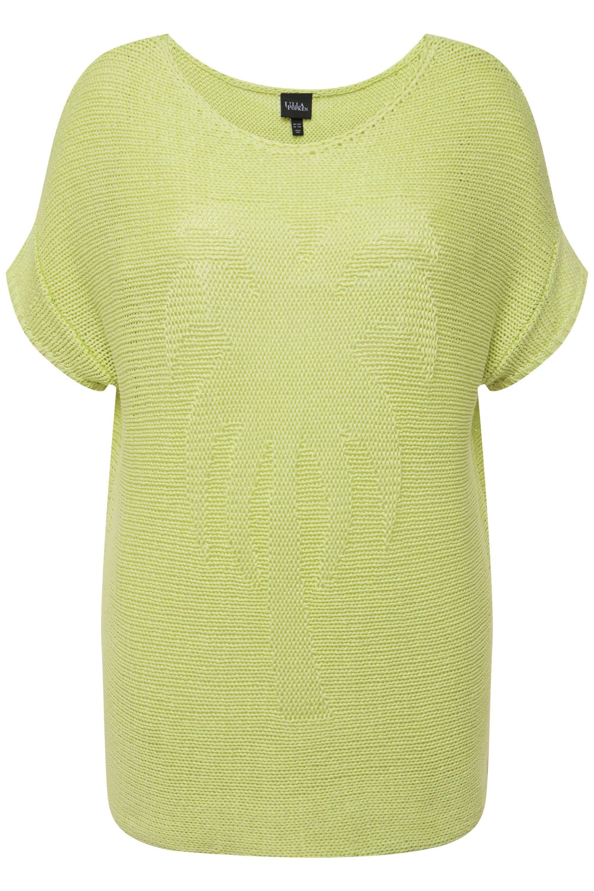 Ulla Popken Strickpullover Pullover Palmen oversized U-Boot-Ausschnitt