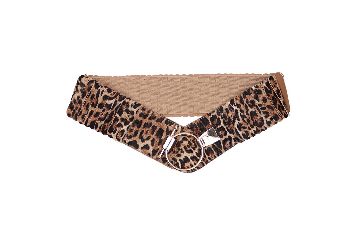 MIRROSI Taillengürtel Leo Unifarbe breit 8cm für Taillenumfang 85 bis 110cm, ONESIZE (Unifarben, Angenehmes Tragesgefühl, Leopard Muster) Breiter Stretch Gürtel