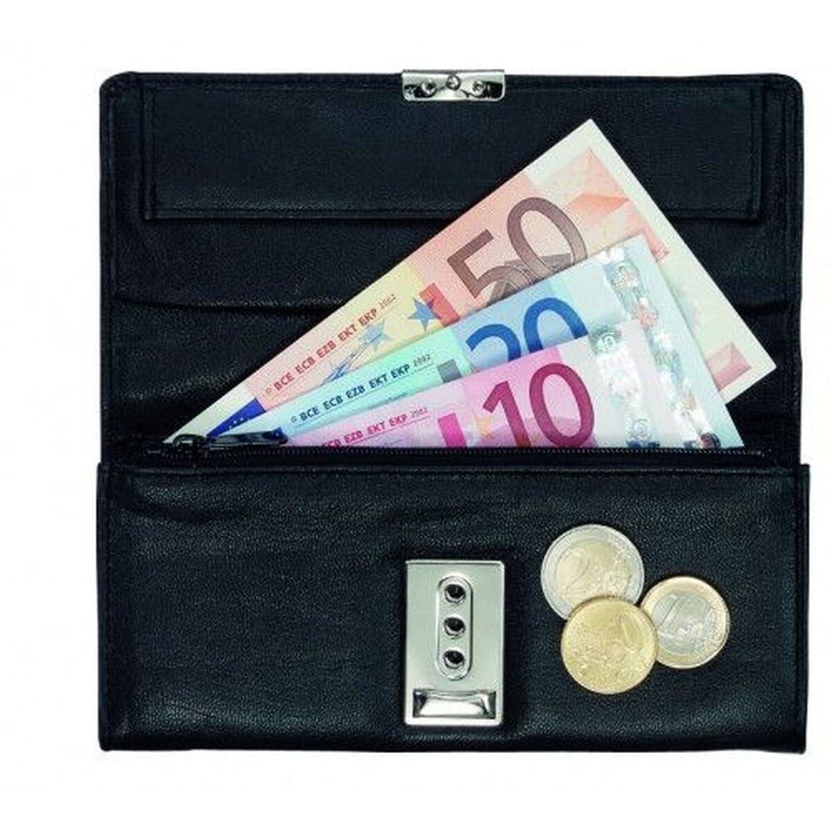 Alassio® Gürteltasche Kellnerbörse 17,5x10cm Leder mit Metallkette schwarz