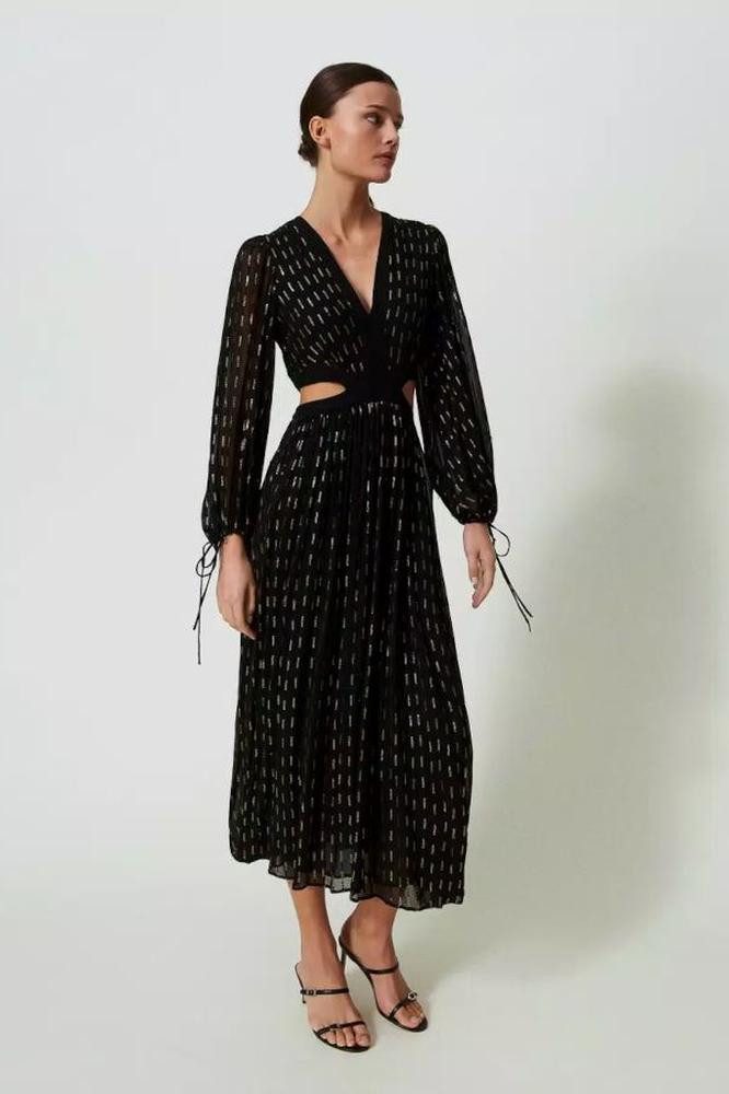 TWINSET Maxikleid Maxikleid aus Georgette mit Stickerei