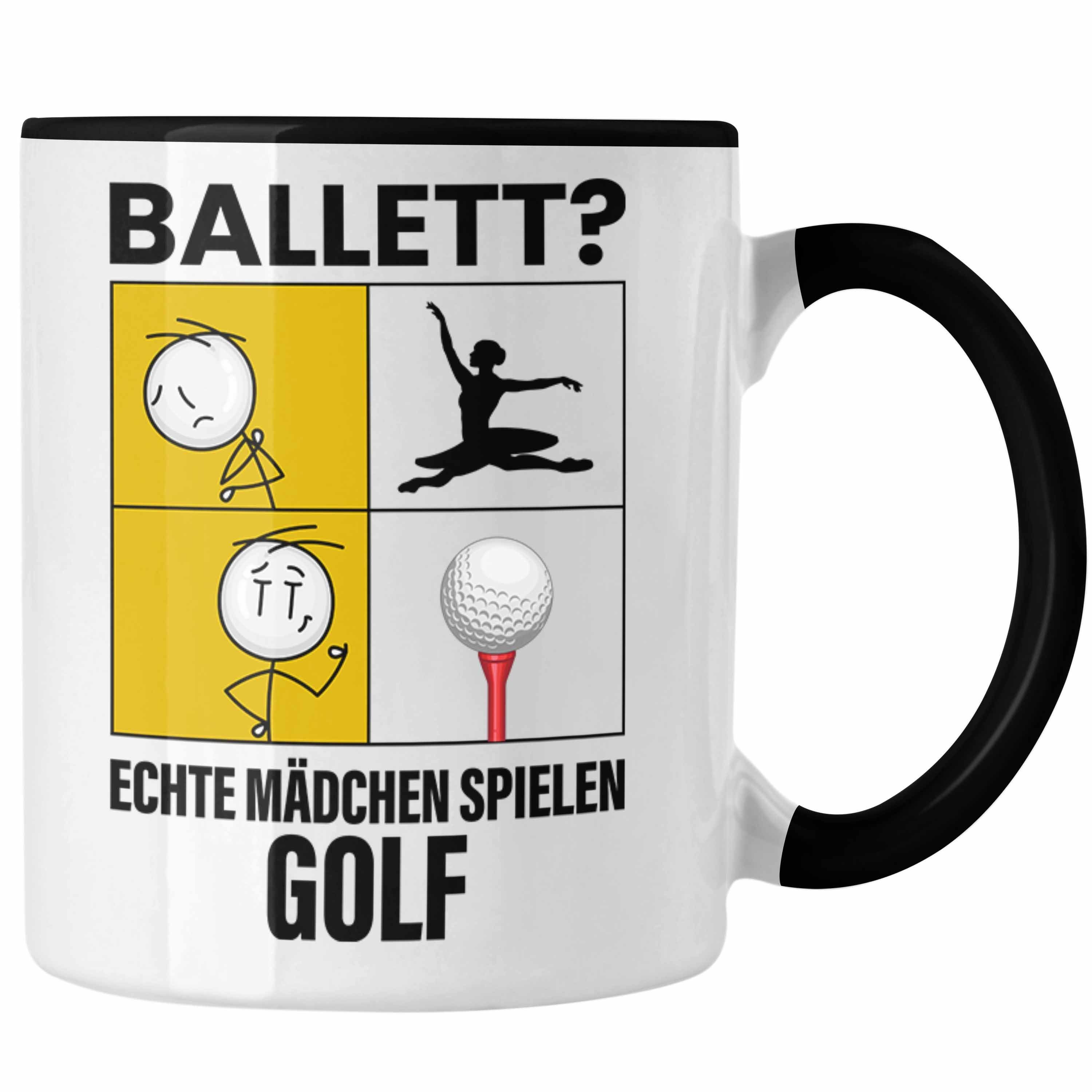 Trendation Tasse Mädchen Geschenk Tasse Sport Golf-Sp Golf Spielen Schwarz Frauen Echte Mädchen