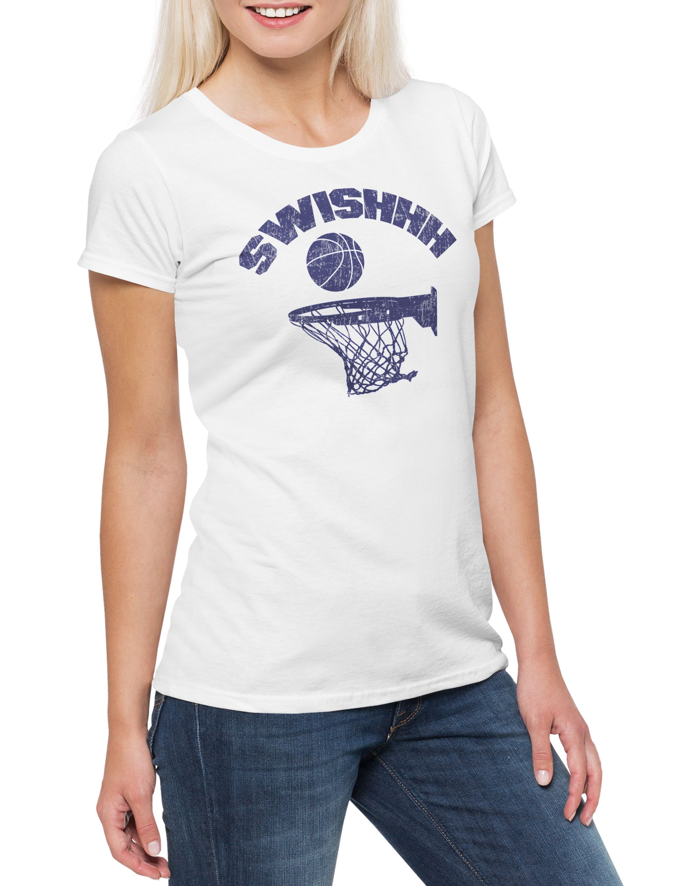 Urban Backwoods Print-Shirt Swishhh Damen T-Shirt Streetballcourt Streetball Player Center (1-tlg) Basketballplatz Player Sport Passion