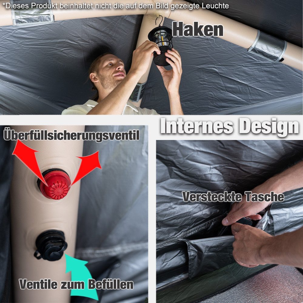 CITYSPORTS aufblasbares Zelt Campingzelt für 4-6 Personen, 5.2m², Mit feuchtigkeitsdichter Matte, Personen: 5, UV50+ PU3000+