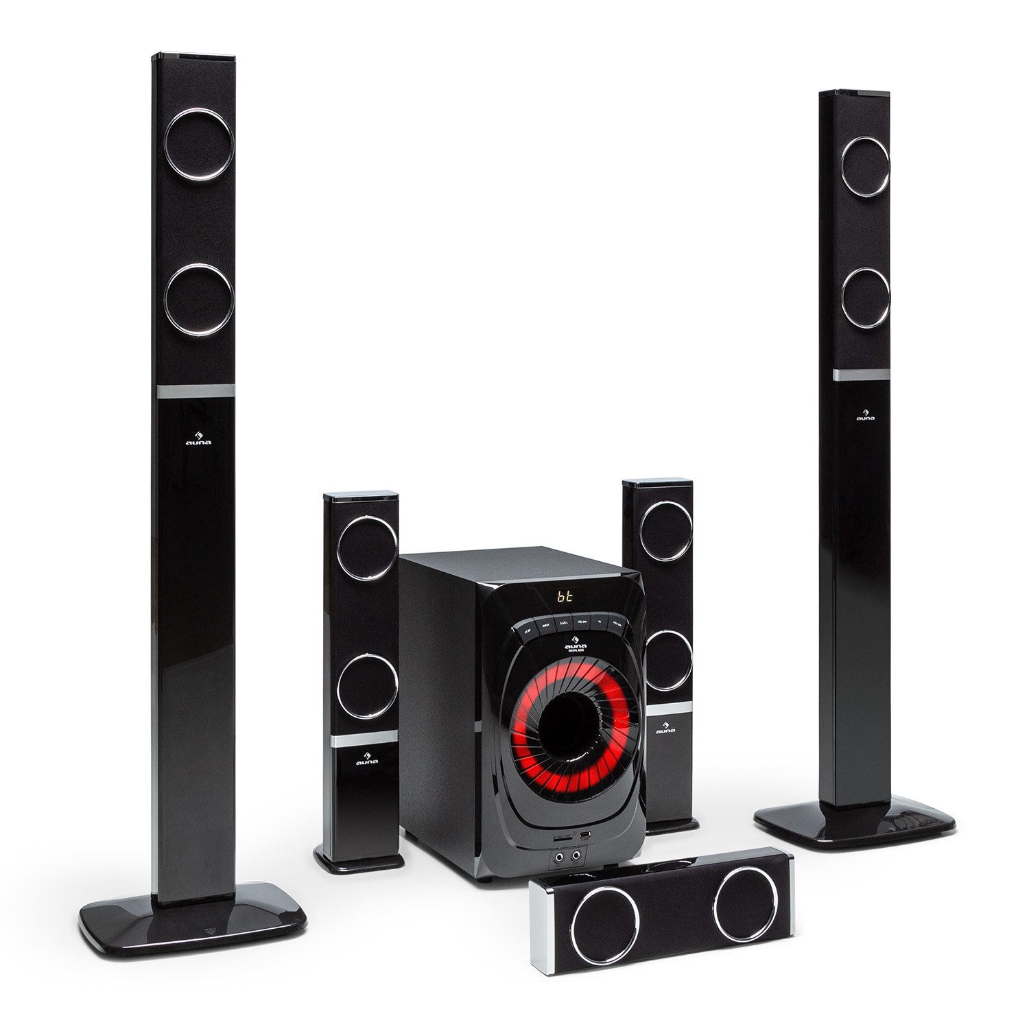Auna Areal 5.1 Lautsprecher System (Bluetooth, 100 W, Lautsprecher HeimKino Sound System USB SD)
