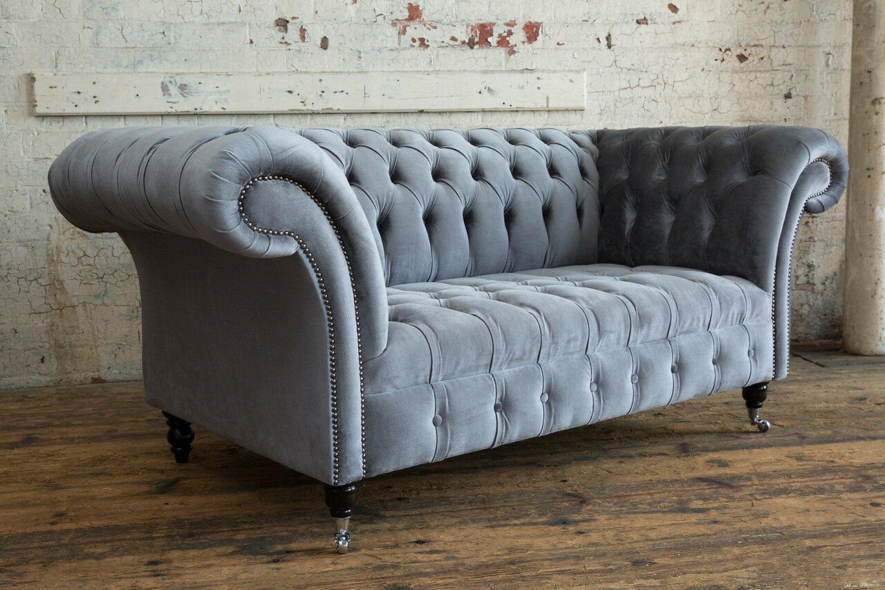 JVmoebel Chesterfield-Sofa, Klassische Chesterfield Zweisitzer Sofa Sofas Couch Couchen Stoff Neu