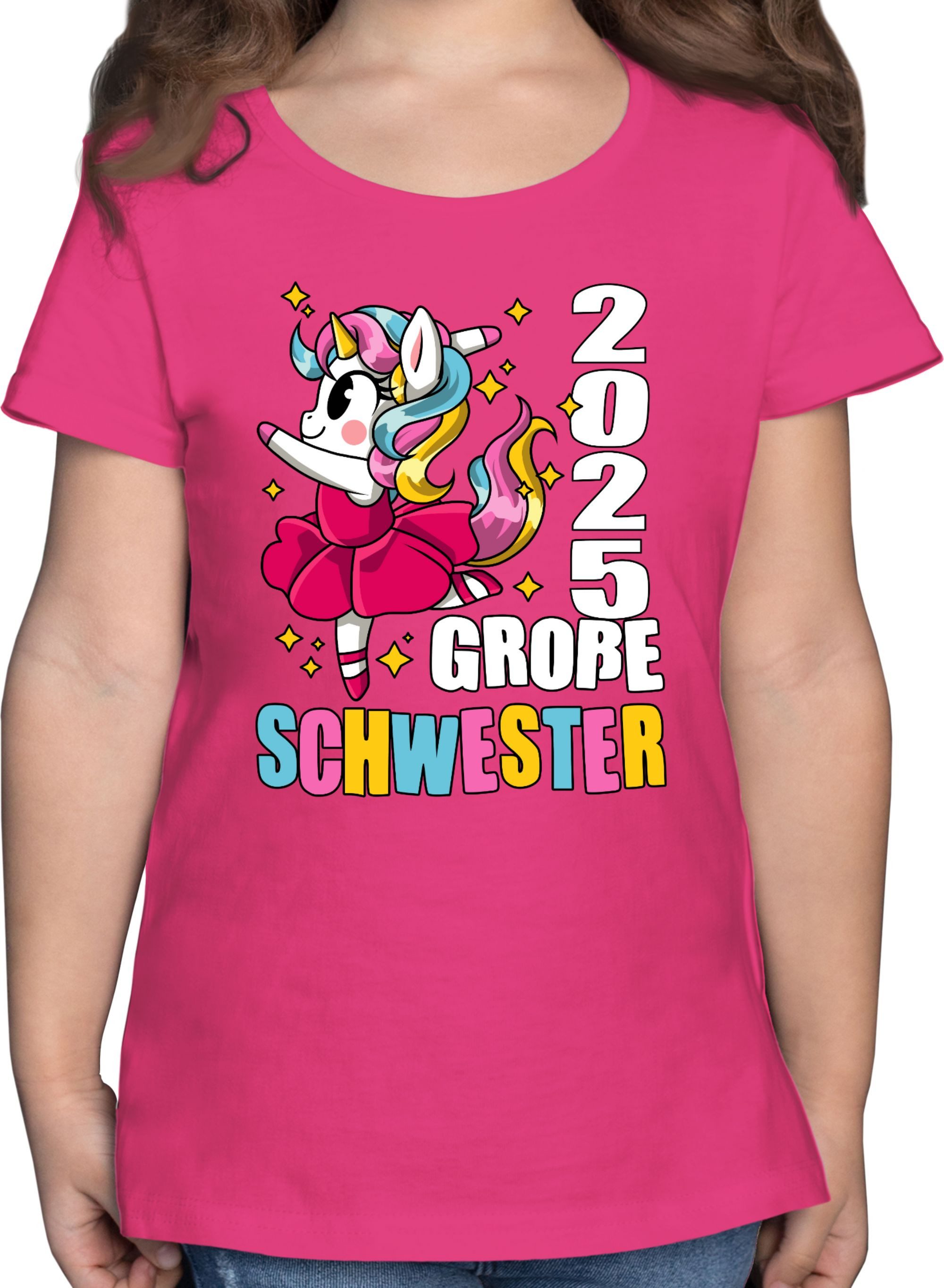 Shirtracer T-Shirt Große Schwester 2025 mit Ballerina Einhorn Geschwister Bruder und Schwester