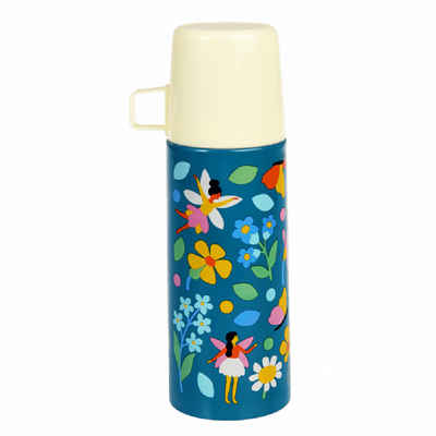 Rex London Isolierflasche Fairies in the Garden mit Kunststoff Becher, Edelstahl Thermoskanne, für 350 ml, Auslaufsicher - Druckknopf-Verschluss, Fee