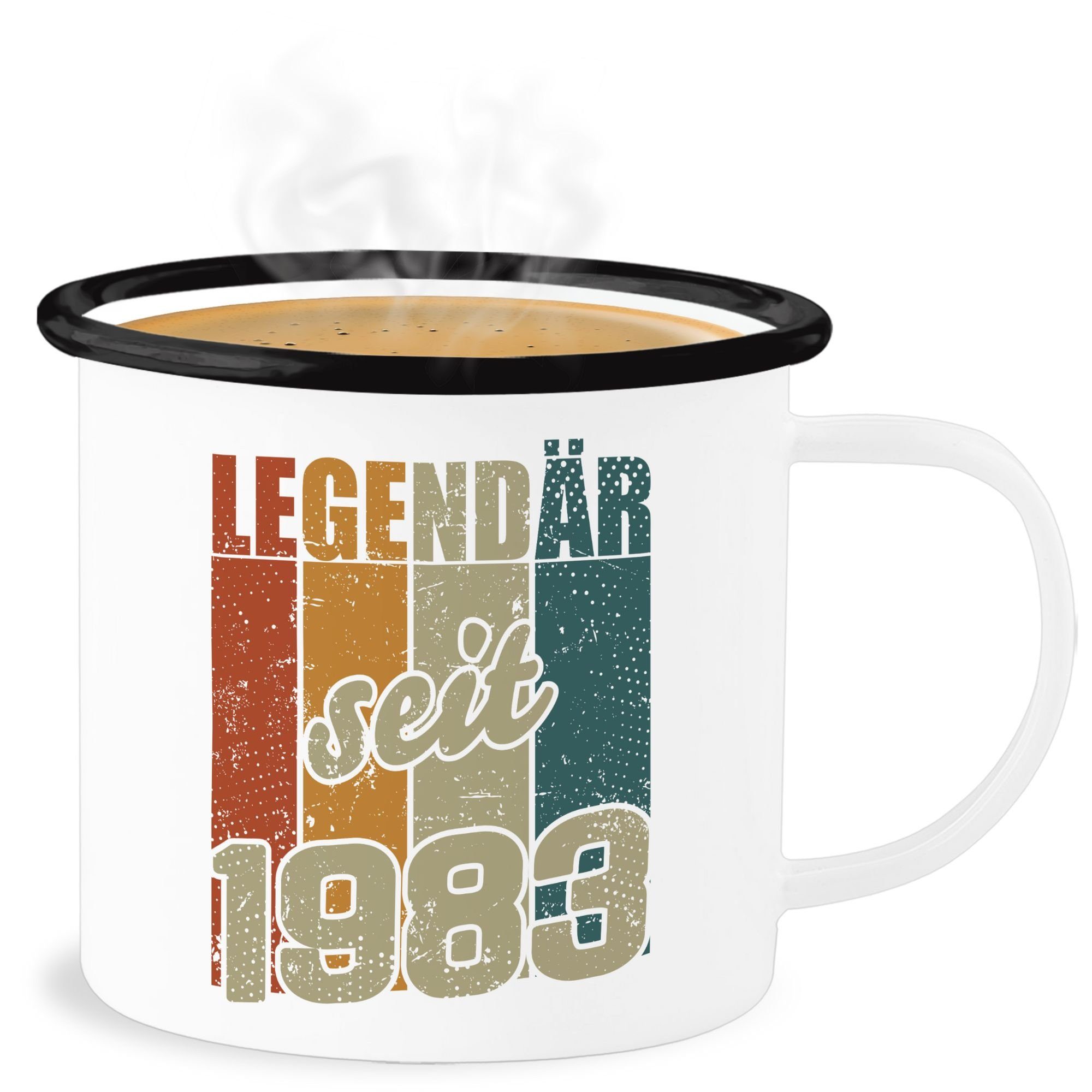 Shirtracer Becher Legendär seit 1983 - Vintage Farben, Stahlblech, 40. Geburtstag Tasse 2 Weiß Schwarz