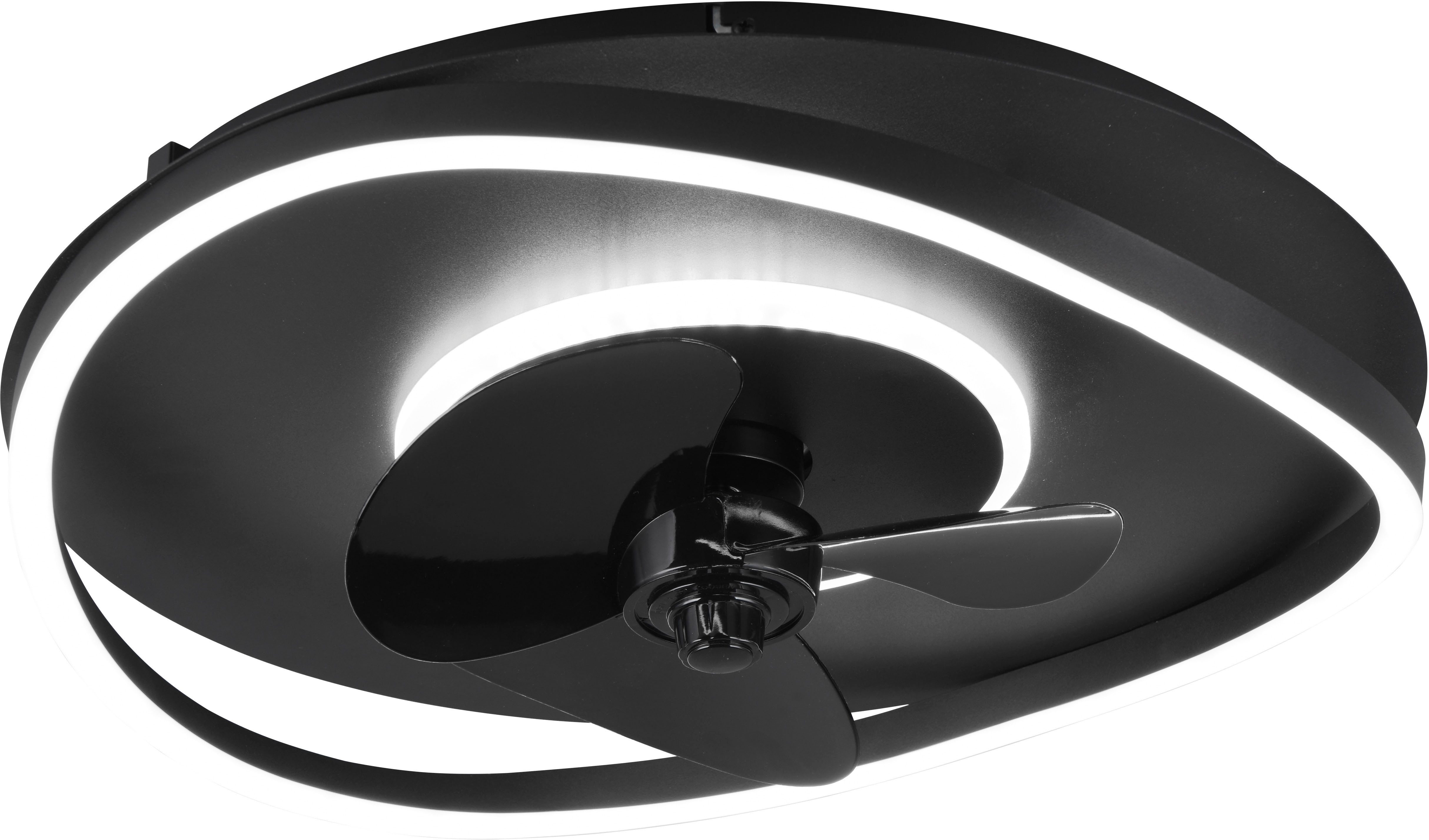 Reality Leuchten LED Deckenleuchte SORTLAND Deckenventilator mit Beleuchtung Fernbedienung 3 Stufen Timer, Timerfunktion, Ventilatorfunktion, LED fest integriert, warmweiß - kaltweiß, LED Ventilator dimmbar CCT Memory Nachtlicht Sommer- & Winterfunktion