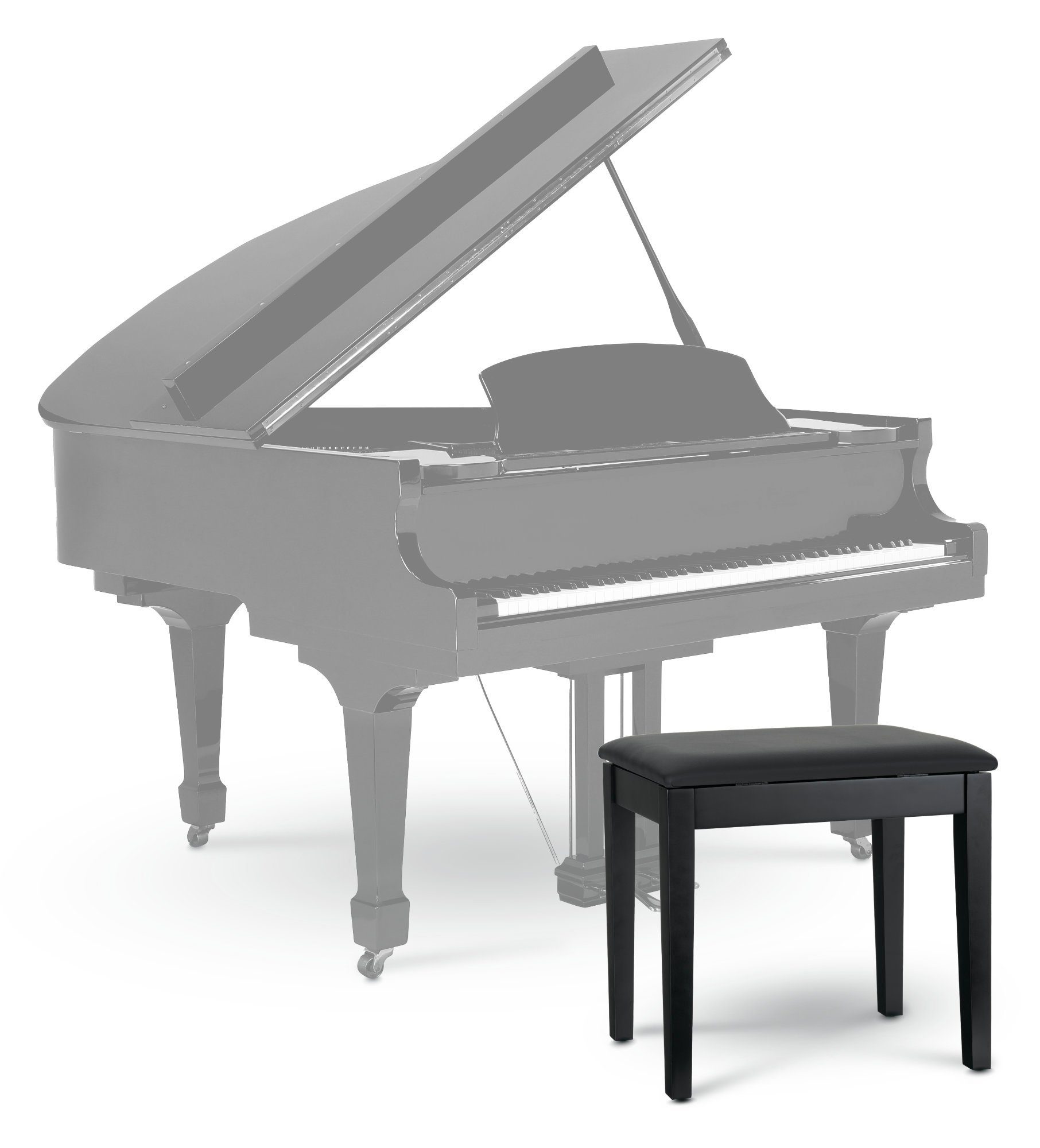 Classic Cantabile 53 Ablagefach Matt Pianobank Schwarz unter cm), mit Sitzfläche: Schwarz Staufach, der Klavierbank 1-St., | Modell Sitzfläche 33 (Stabiler Klavierhocker x S