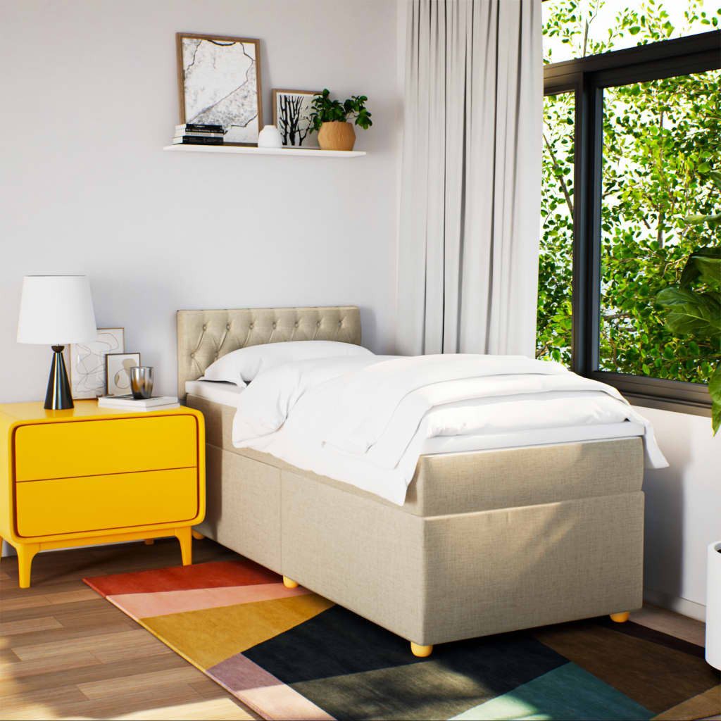 vidaXL Bett Boxspringbett mit Matratze Creme günstig online kaufen