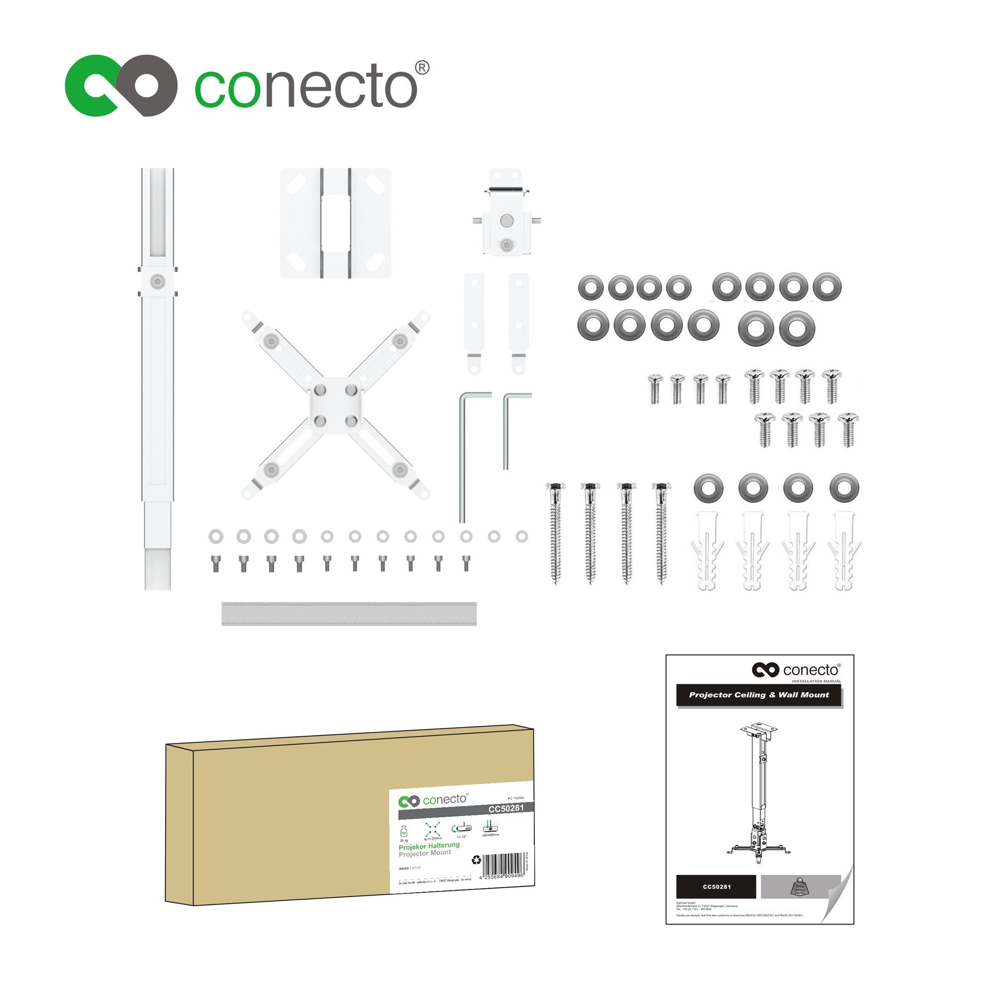 conecto Beamer-Wandhalterung Universal Projektor Beamer Wand- Deckenhalterung, (schwenkbar um 360°, neigbar) – Bild 5 von 5