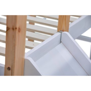 IDEASY Jugendbett Etagenbett für Kinder, Bettgestell aus Holz,mit Rutsche , (Kiefer+MDF), drei Stufen, Dachform, ohne Dekoration und Matratze, 90x200cm