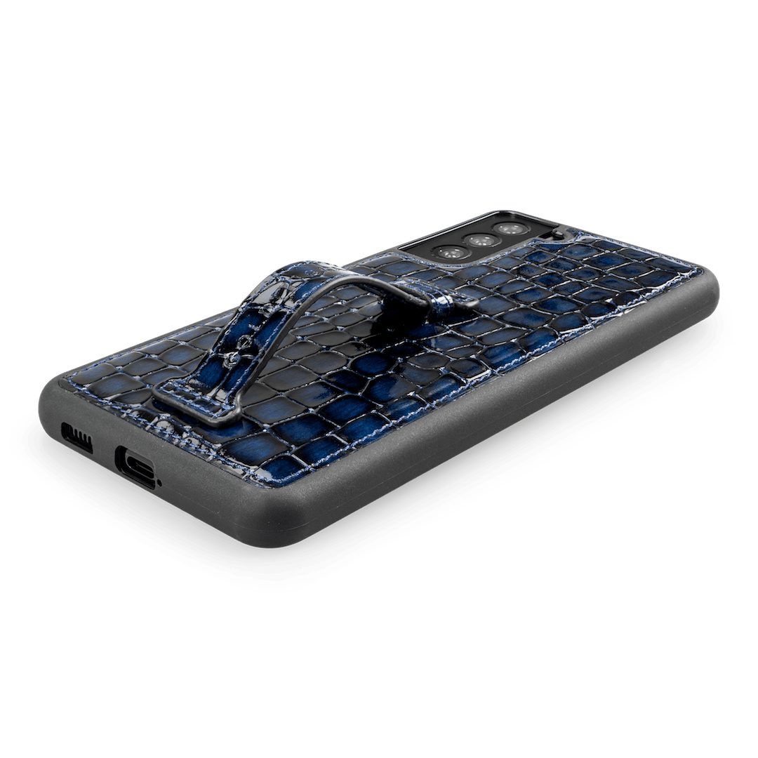 GOLDBLACK Handyhülle GOLDBLACK Samsung S21 Plus Lederhülle mit Fingerschlaufe
