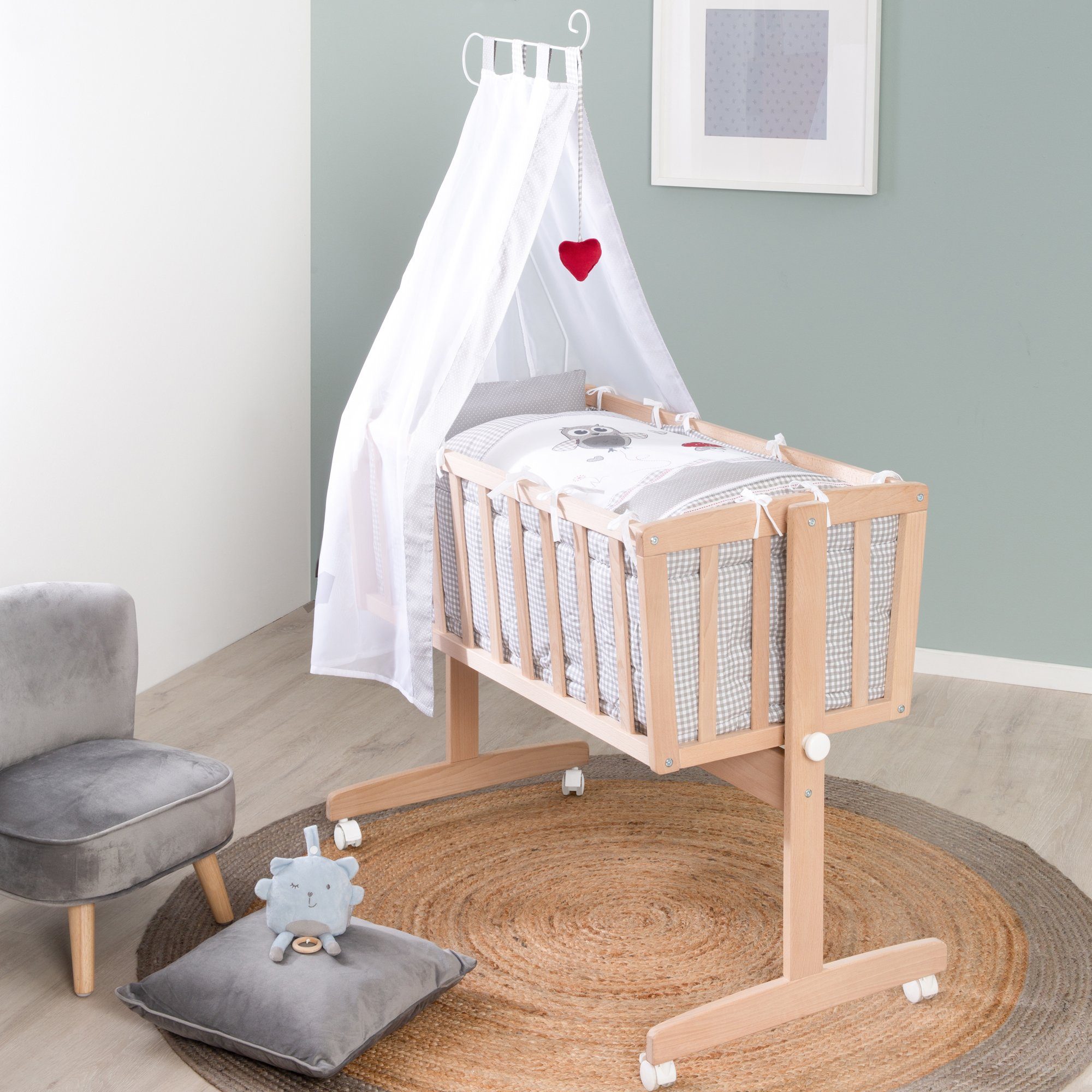 roba® Babybett Komplettwiegenset, mit Rollen inkl. Bettausstattung & Himmel günstig online kaufen