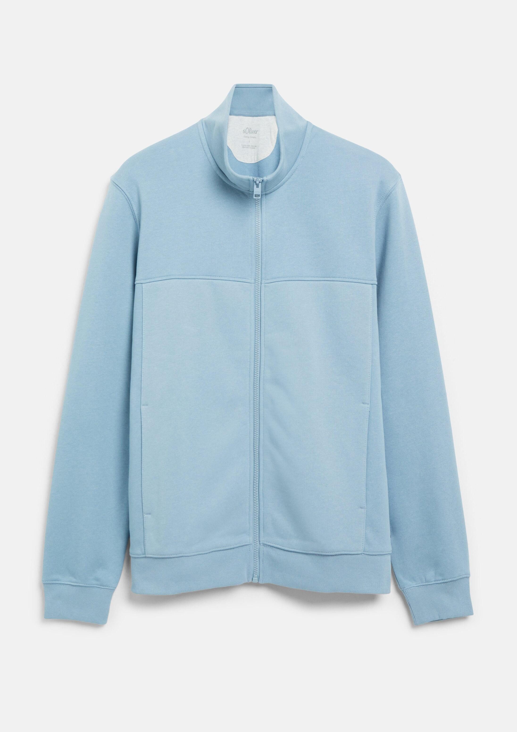 s.Oliver Sweatjacke Sweatshirt Jacke Sweatjacke mit Stehkragen und Eingrifftaschen