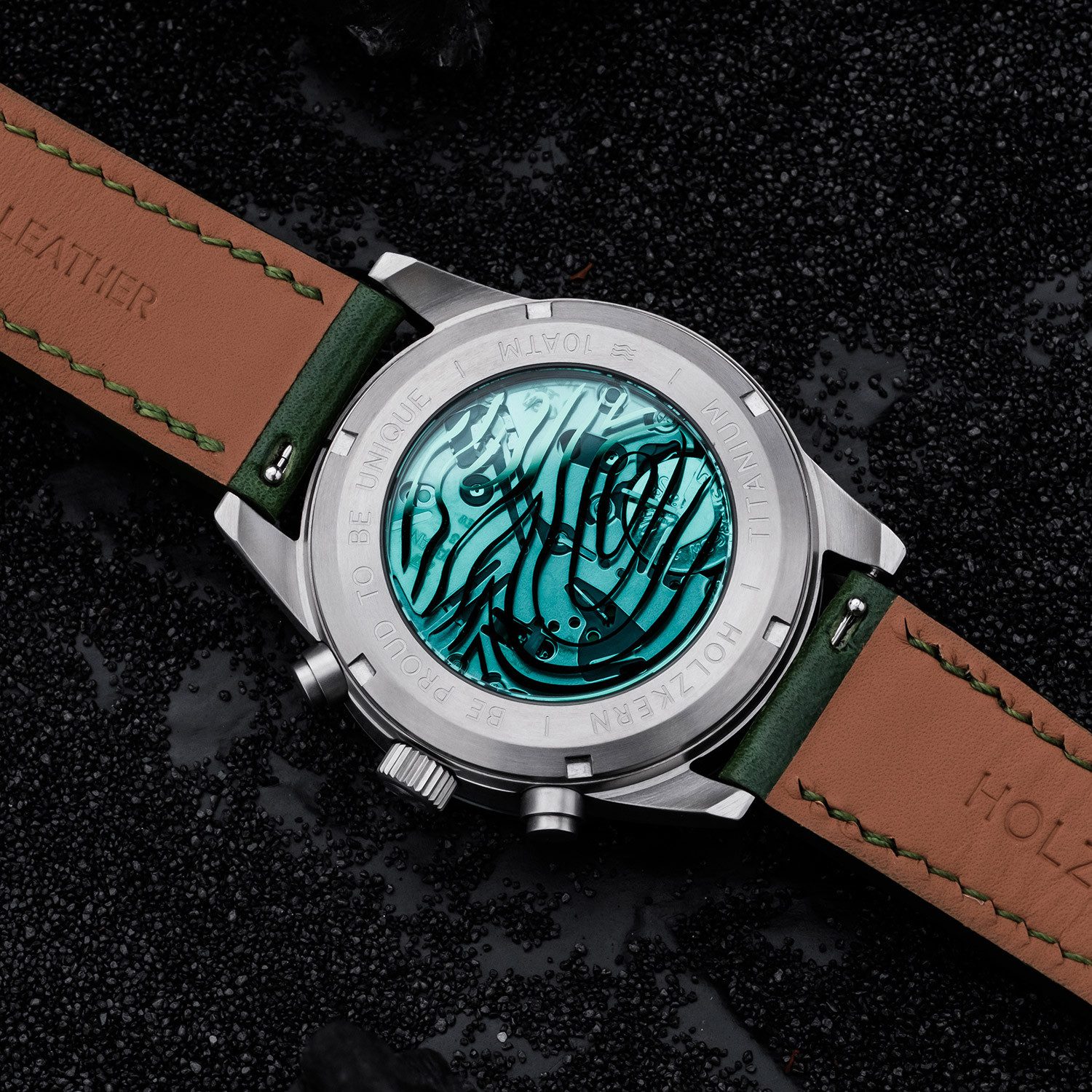 Holzkern Quarzuhr 9010631021832, Herrenarmbanduhr Titan Neverrest Katzenauge/Grün