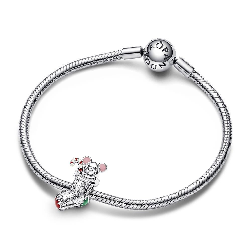 Pandora Charm-Einhänger PANDORA Charm Maus im Weihnachtsstrumpf aus 925er Silber