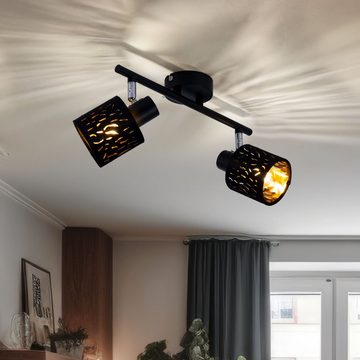 etc-shop LED Deckenspot, Leuchtmittel inklusive, Warmweiß, Decken Strahler Wohn Ess Zimmer Beleuchtung Samt Lampe schwarz gold im