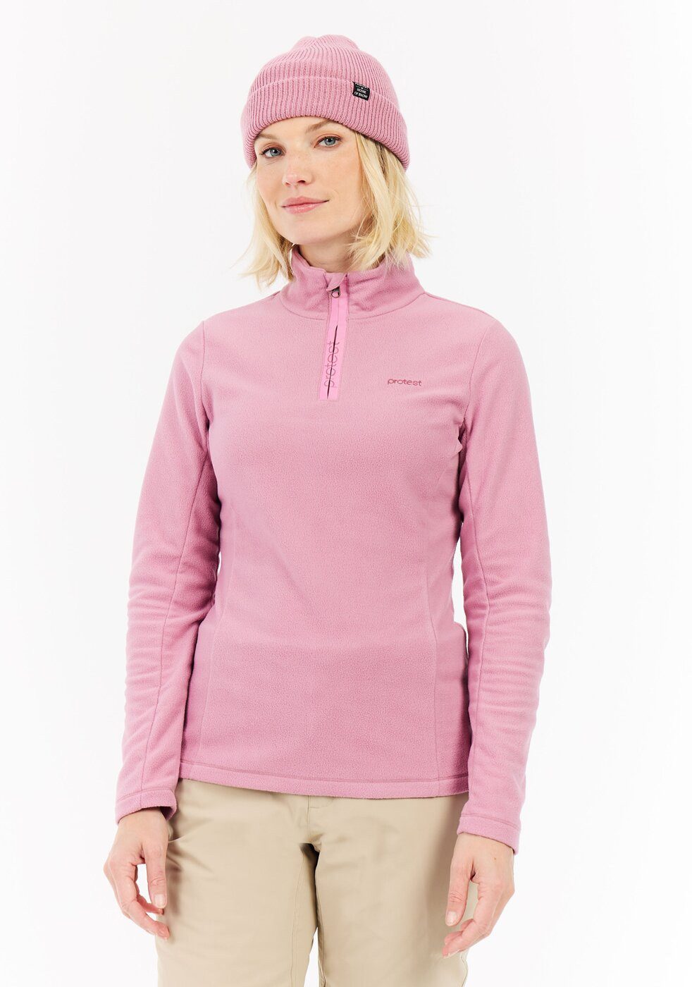 Protest Stehkragenpullover PRTRemutez 1/4 zip active top Vintage Pink
