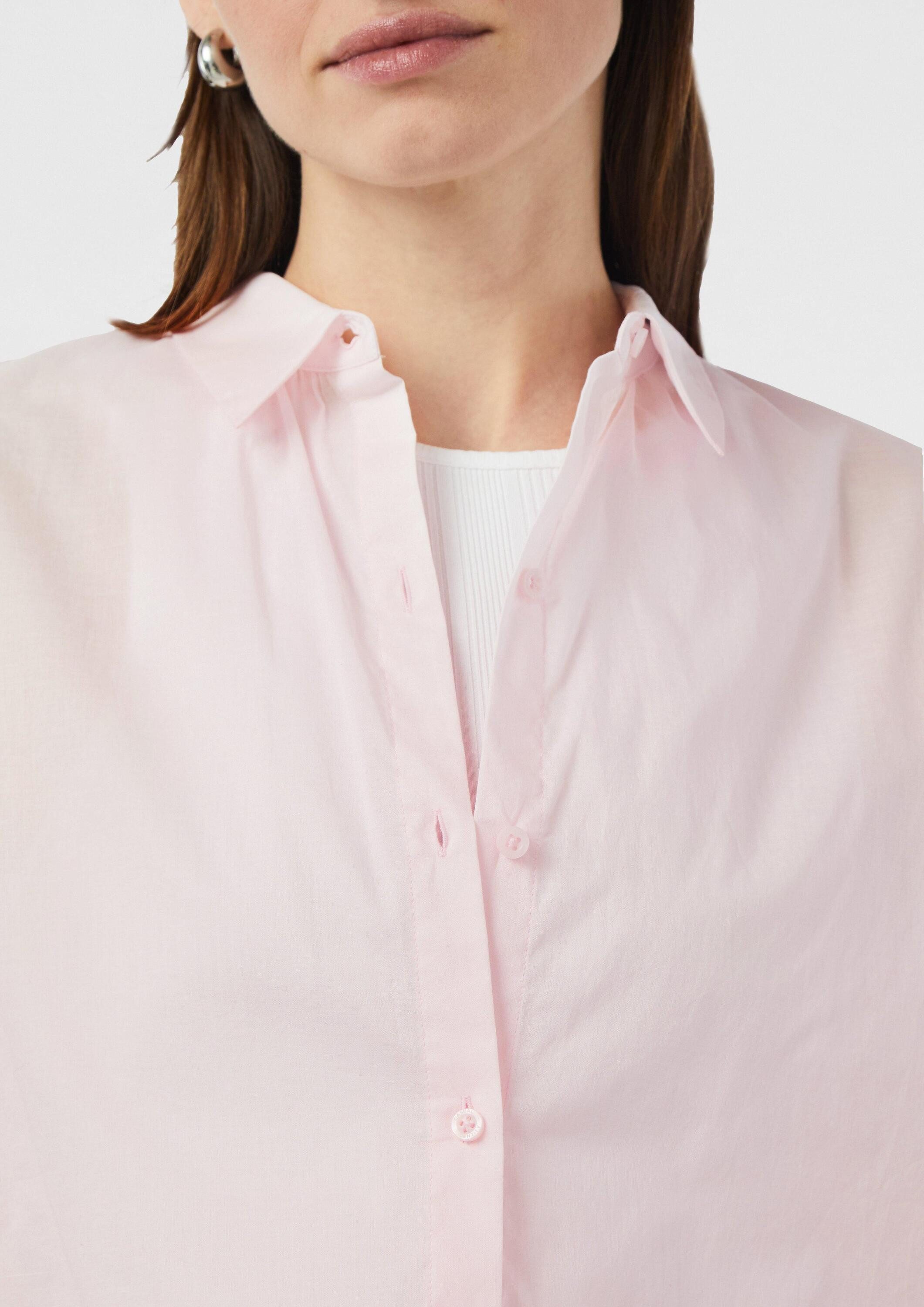 comma Kurzarmbluse Bluse Oversize-Hemdbluse mit Raffungsdetails