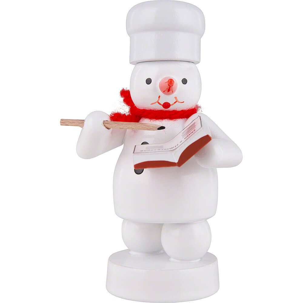 Volkskunst Zenker Dekofigur Schneemann Bäcker mit Rezepte-Buch (8cm) von Zenker Volkskunst