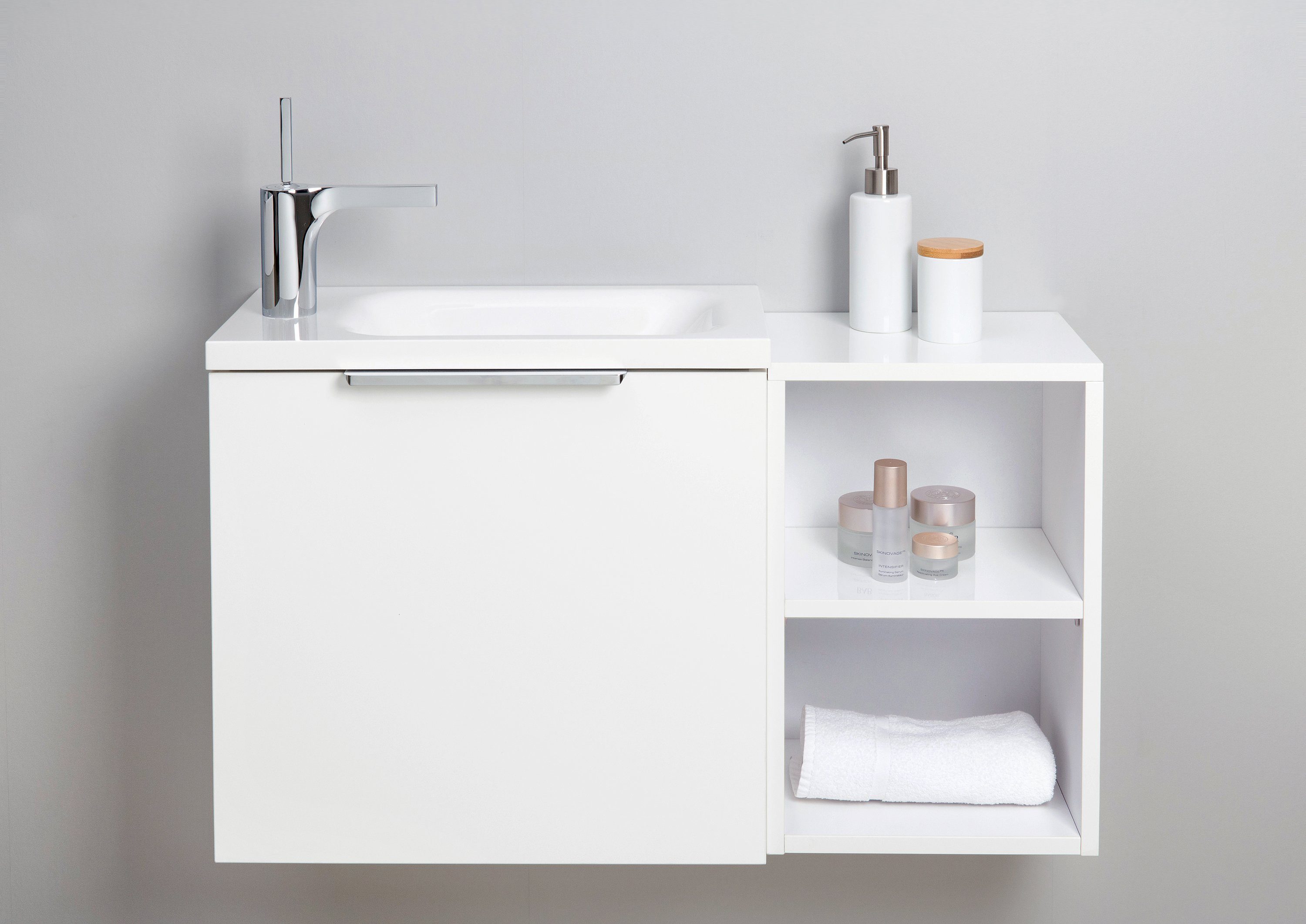 Intarbad Badmöbel-Set Gäste WC Badmöbel Set, Waschtisch mit Unterschrank, Made in Germany