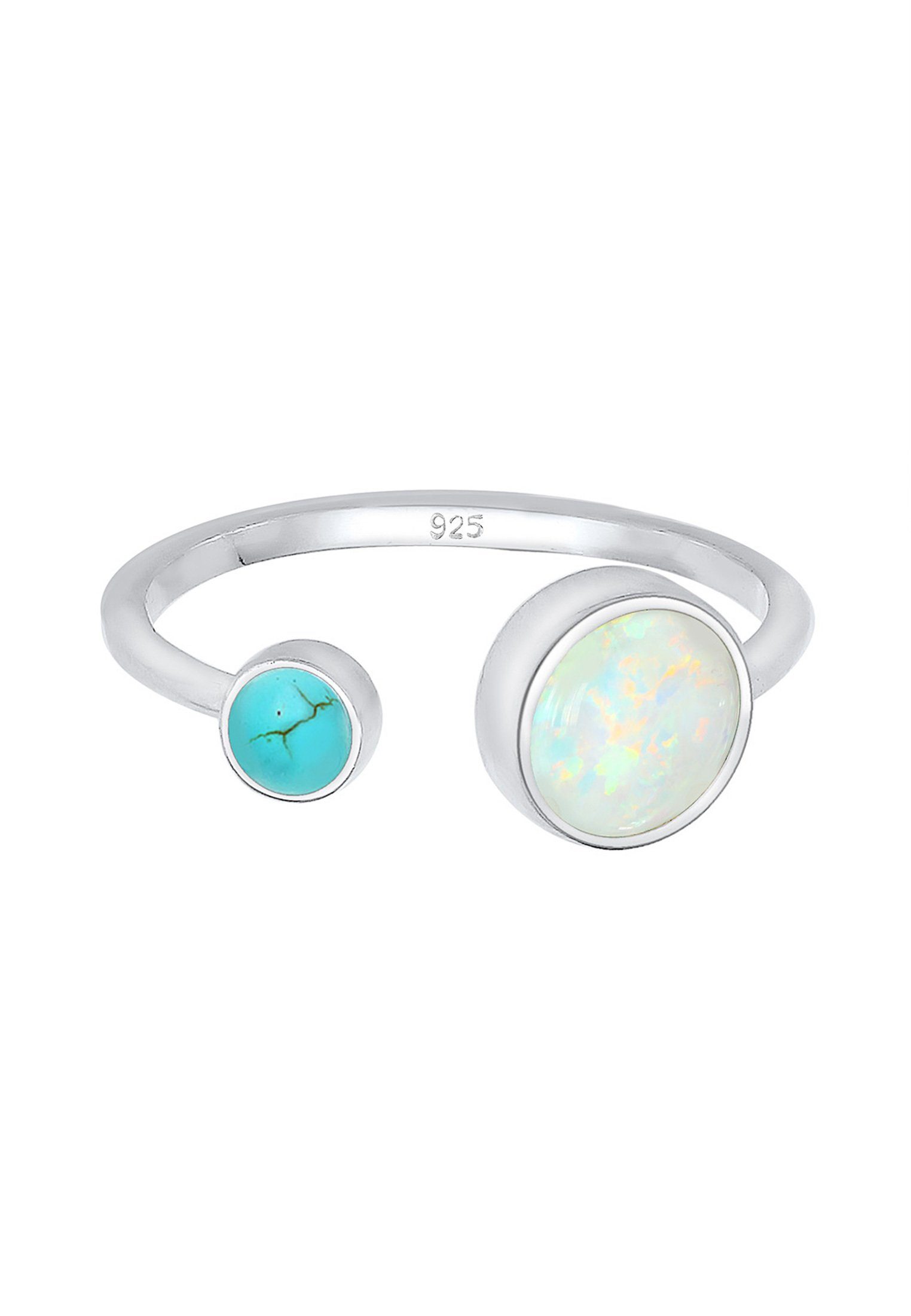 Elli Fingerring Synthetischer Opal Türkis 925 Sterling Silber verstellbar günstig online kaufen
