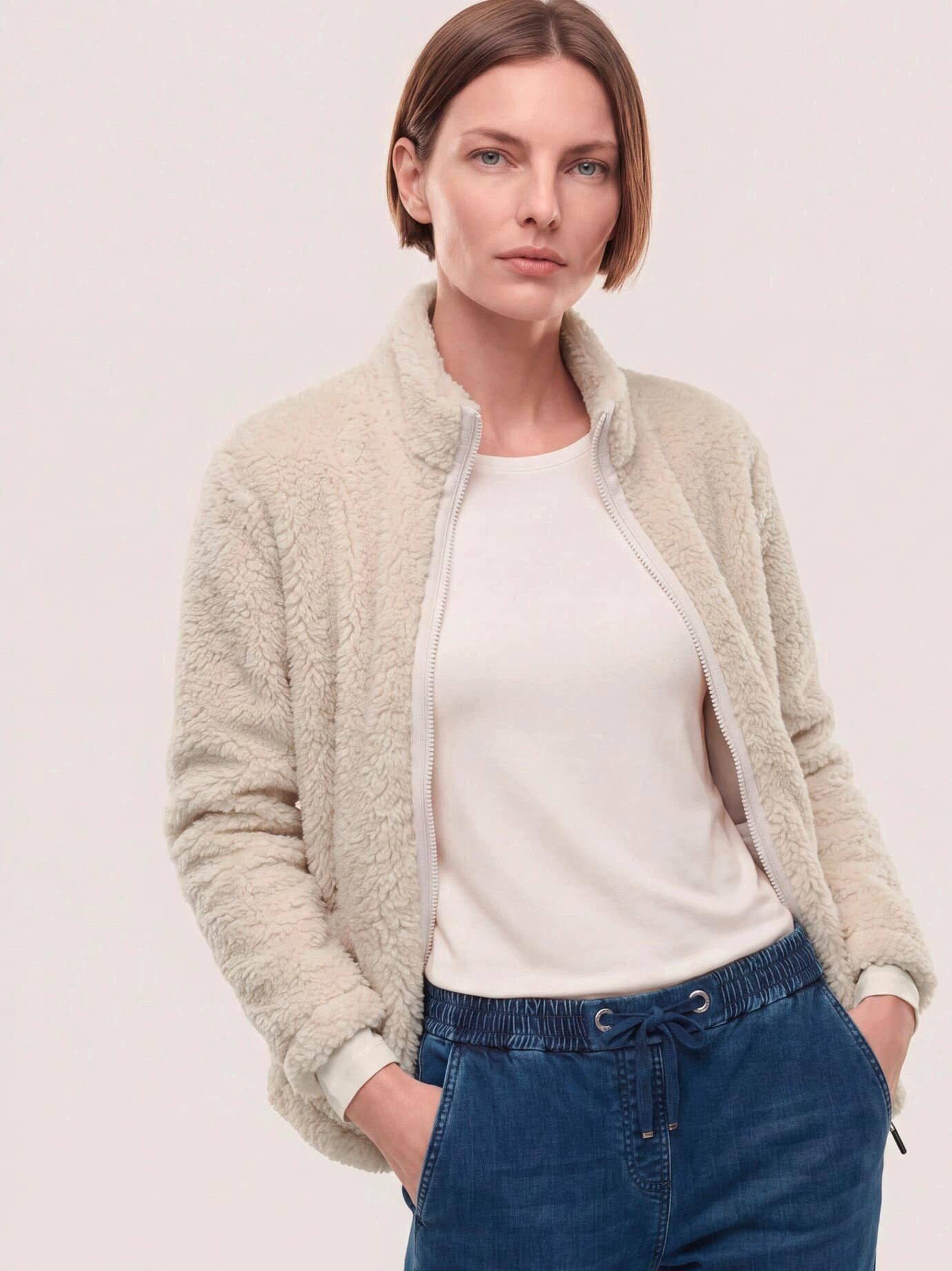 Walbusch Fleecejacke Damen Jacke aus Teddyfleece Stehkragen, pflegeleicht, wärmend