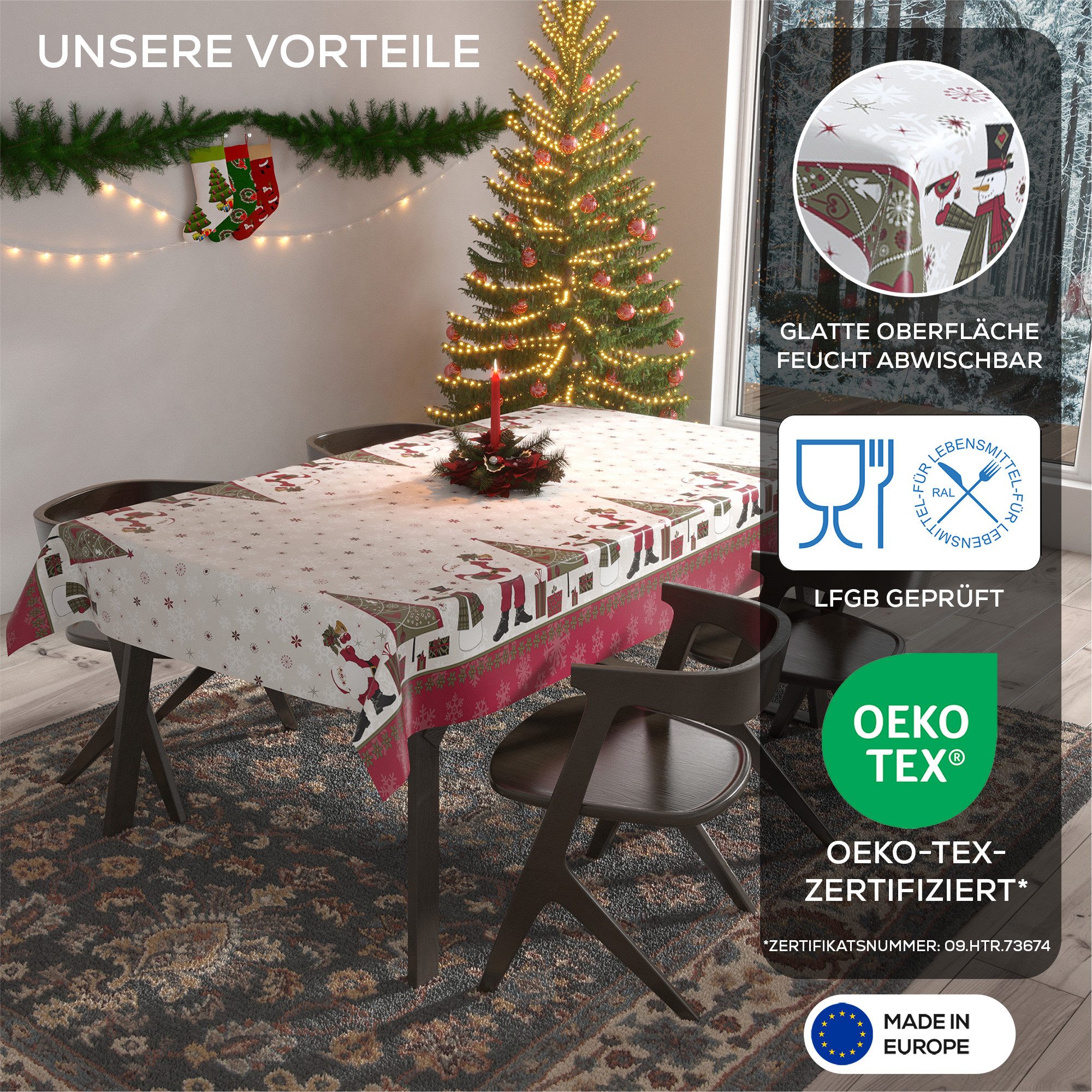 Beautex Tischdecke Wachstuchtischdecke abwischbar Tischdecke RUND ECKIG, We günstig online kaufen