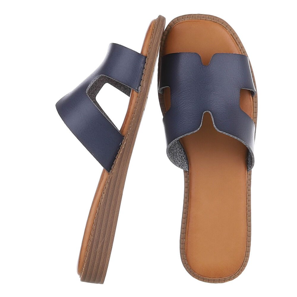 Ital-Design Modische Sandalen mit gepolsterter Sohle für Damen Pantolette (91409222) Keilabsatz/Wedge Pantoletten in Petrol