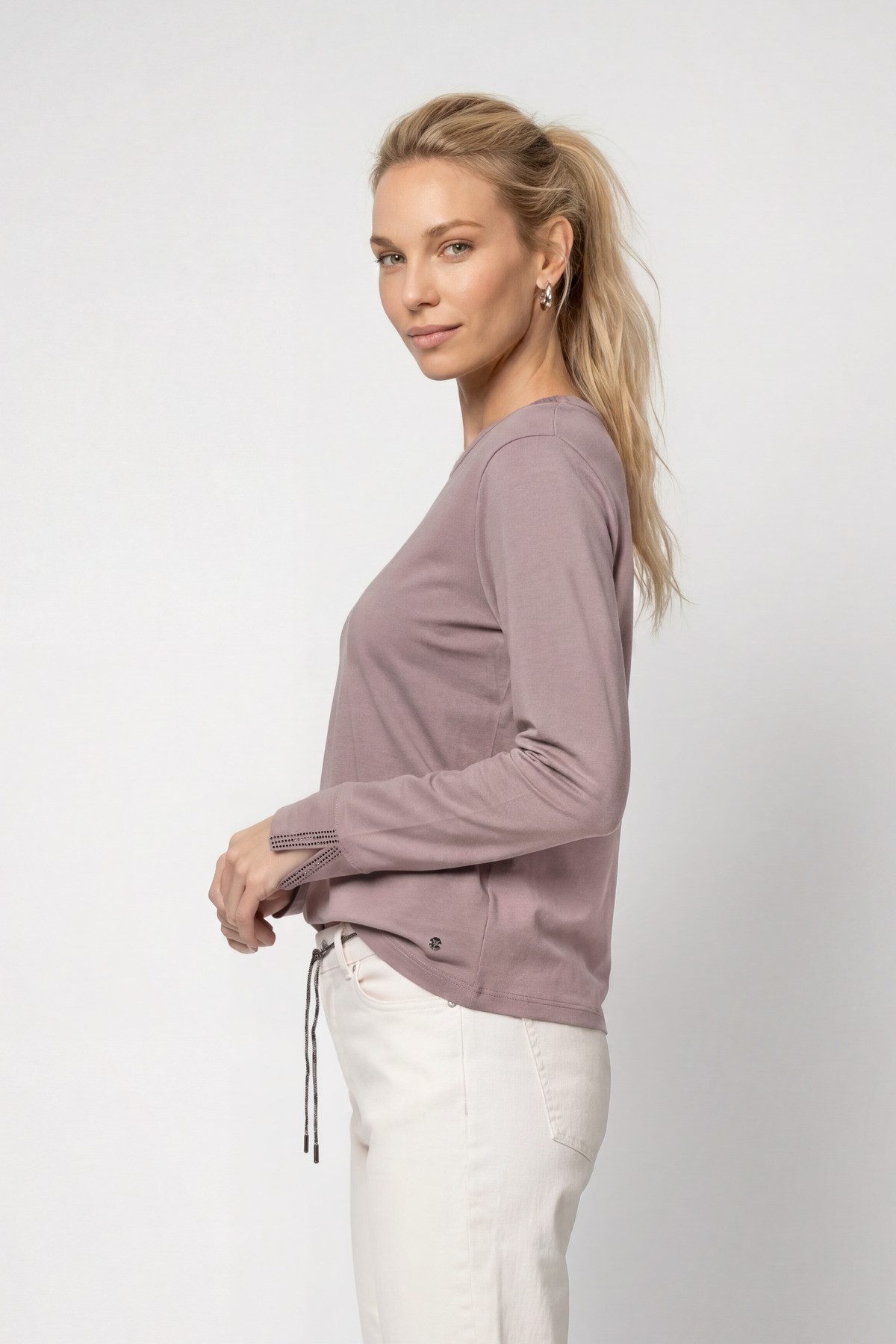 Monari Langarmshirt Shirt Basic Schmuck Regular fit mit Rundhalsausschnitt
