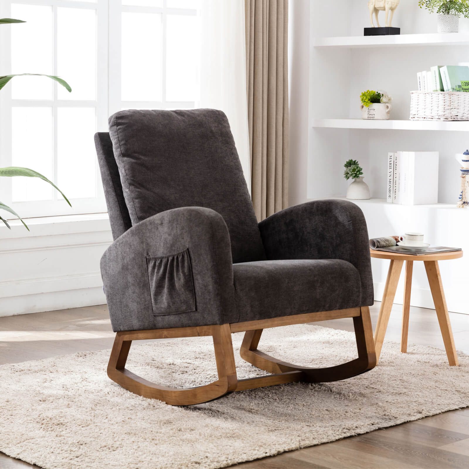 Furnishings Home Schaukelstuhl Braun Polsterstuhl Retro günstig online kaufen