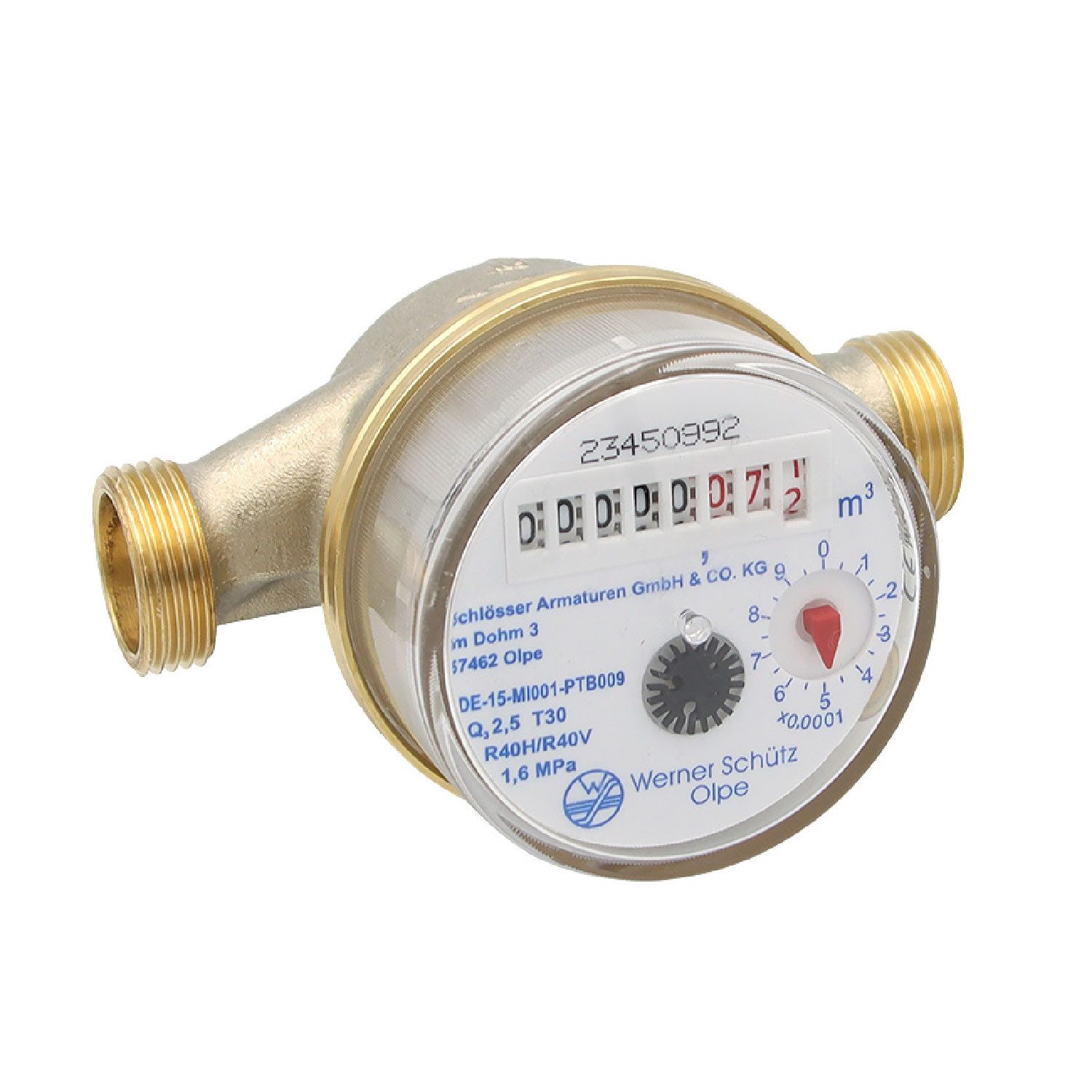 Schlösser Kaltwasserzähler Водомеры geeignet für 1/2" Rohre 110mm kalt 2024 geeicht