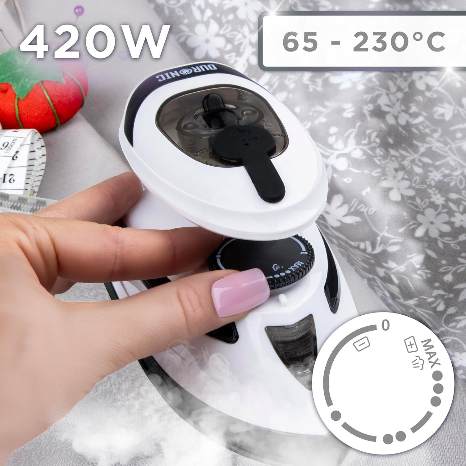 Duronic Reise-Dampfbügeleisen SI4 WB Mini Reisebügeleisen, 420W Mini Bügeleisen, Dampfbügeleisen