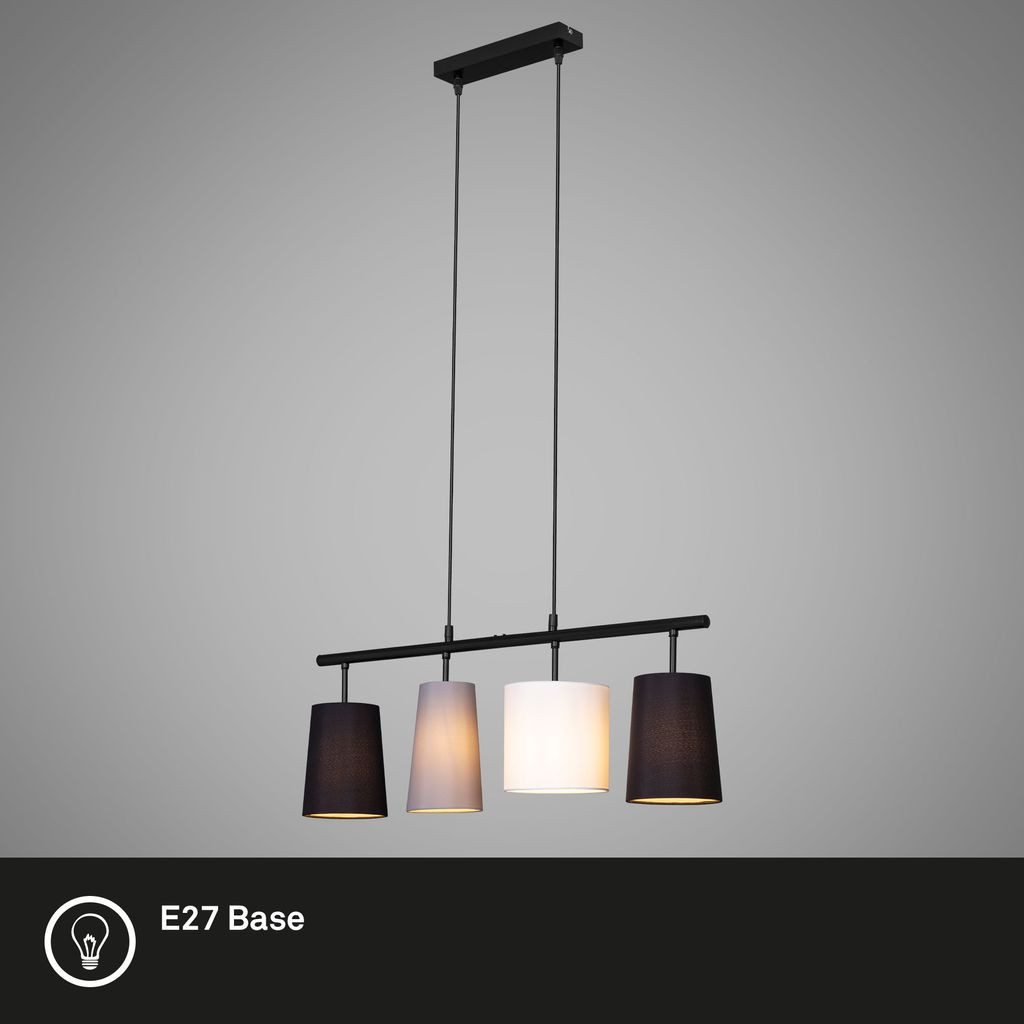 Briloner Leuchten LED Pendelleuchte 4025-045, ohne Leuchtmittel, 2700K - Extra-Warmweiß, Hängelampe, 74x120cm, Grau-Schwarz-Weiß, max.40W, E27, Esszimmer